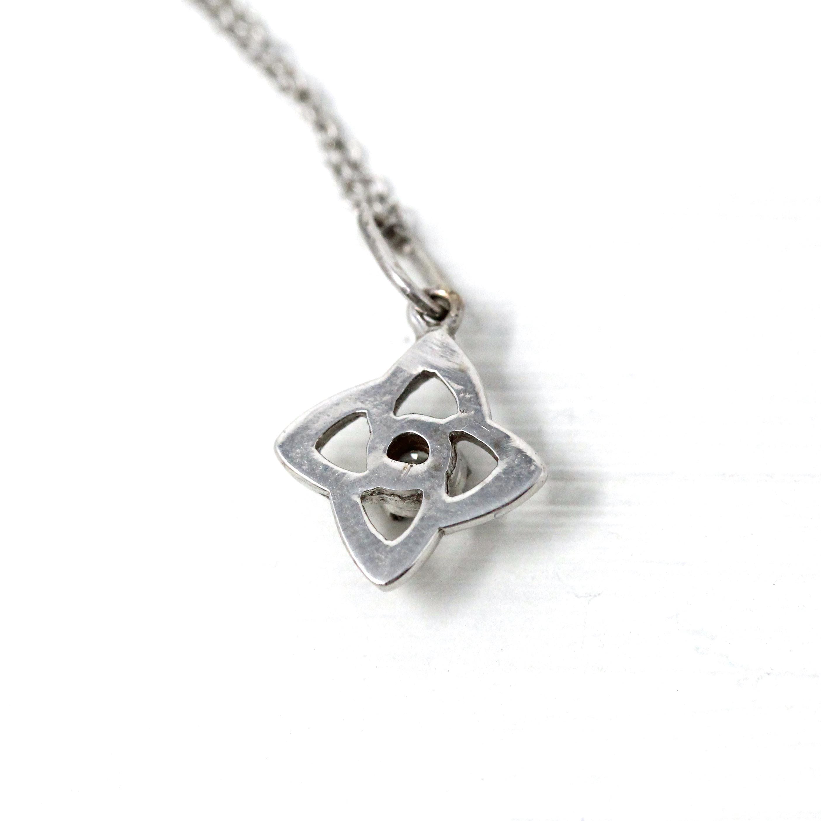 Diamond Knot Pendant - Modern Estate 14k White Gold Natural .18 CT Pendant Charm - Circa 2000s Era April Birthstone Fine Sweetheart Jewelry