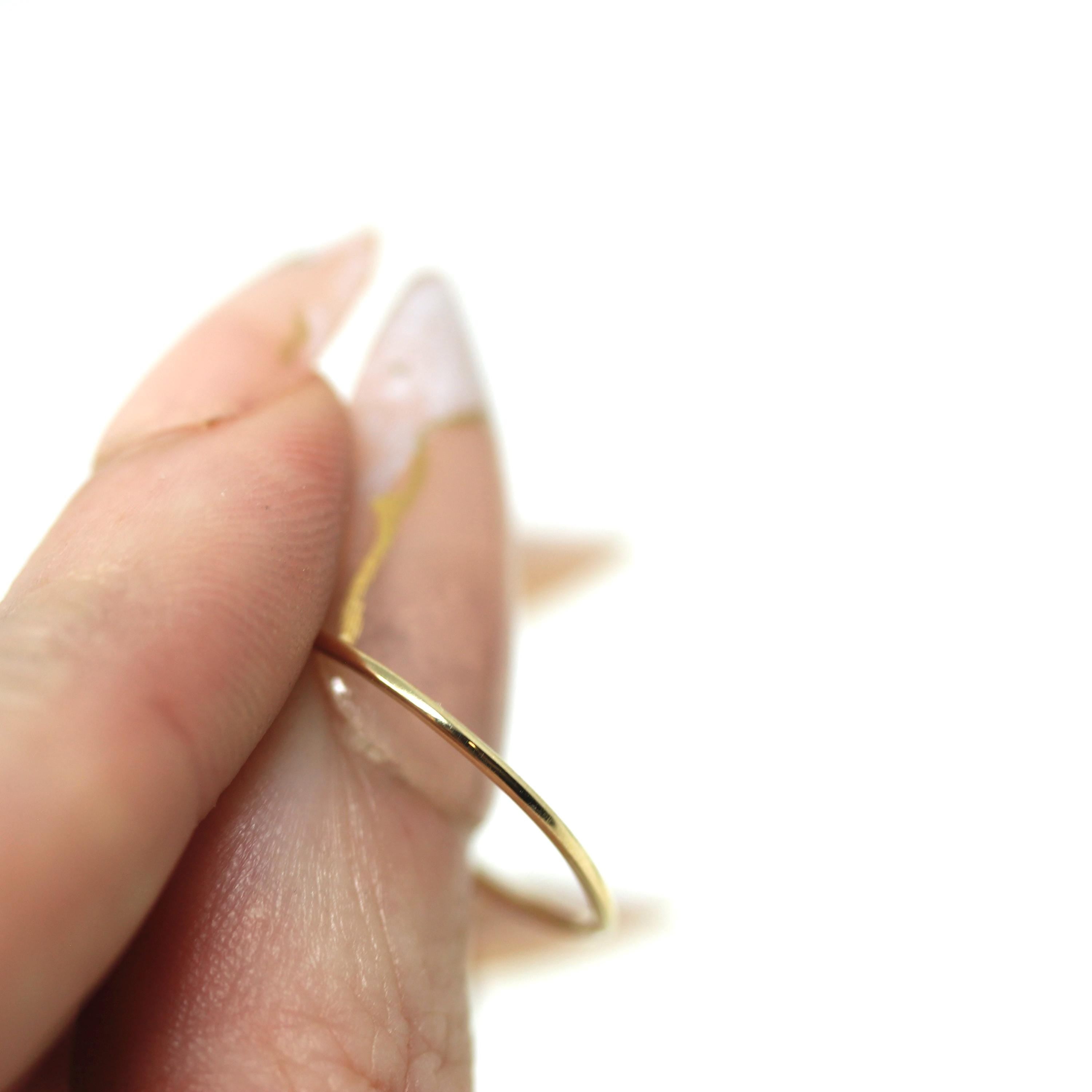 Art Deco Dainty Gold Band - Vintage 10k Yellow Gold Stick Pin Conversion Stacking Ring - Circa 1920s Era Size 6 3/4 Minimalist Fine Jewelry