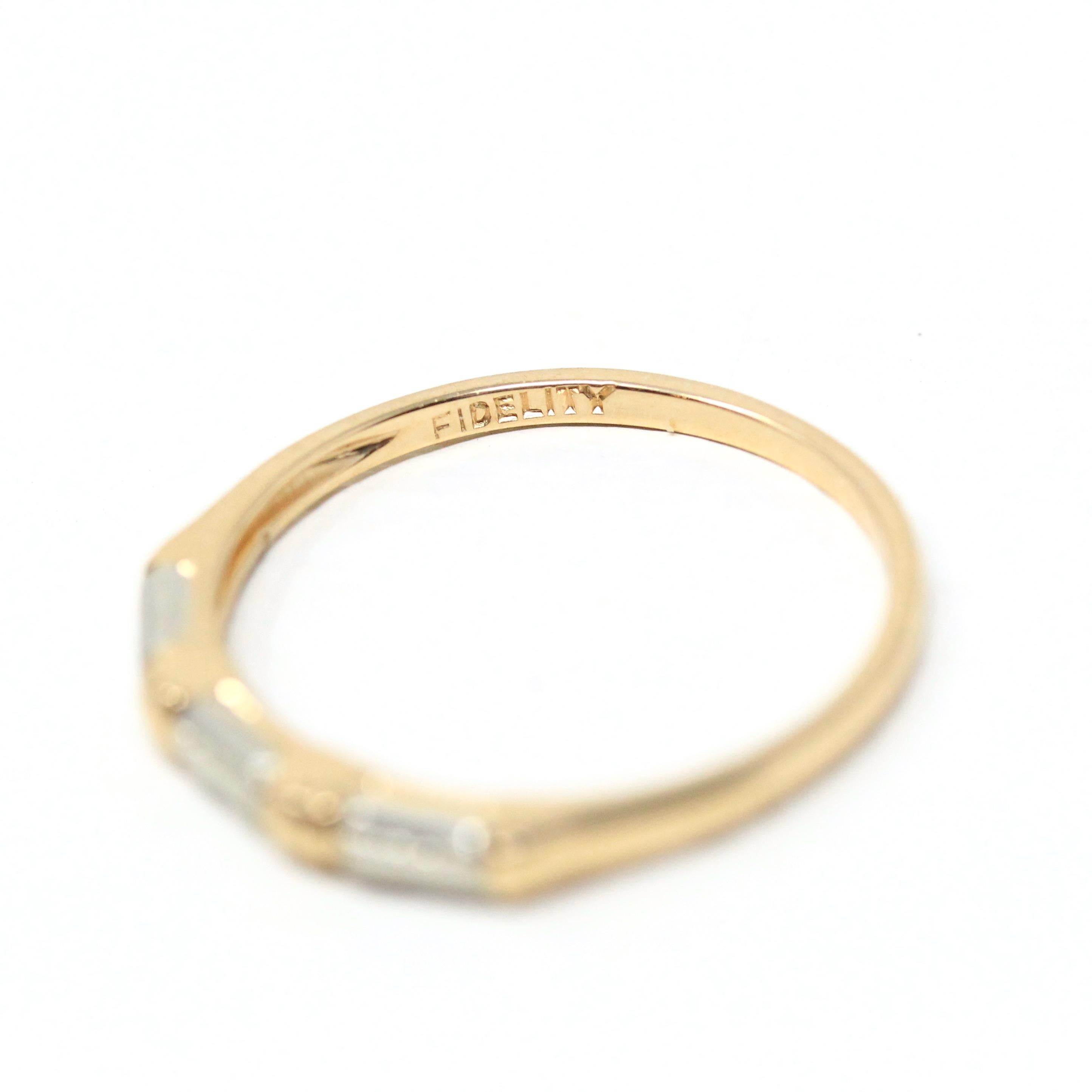 Vintage Ring Set - Retro Era 14k Yellow & White Gold Two Tone Natural Diamond - Circa 1940s Size 6 Bridal Engagement Wedding Fine Jewelry