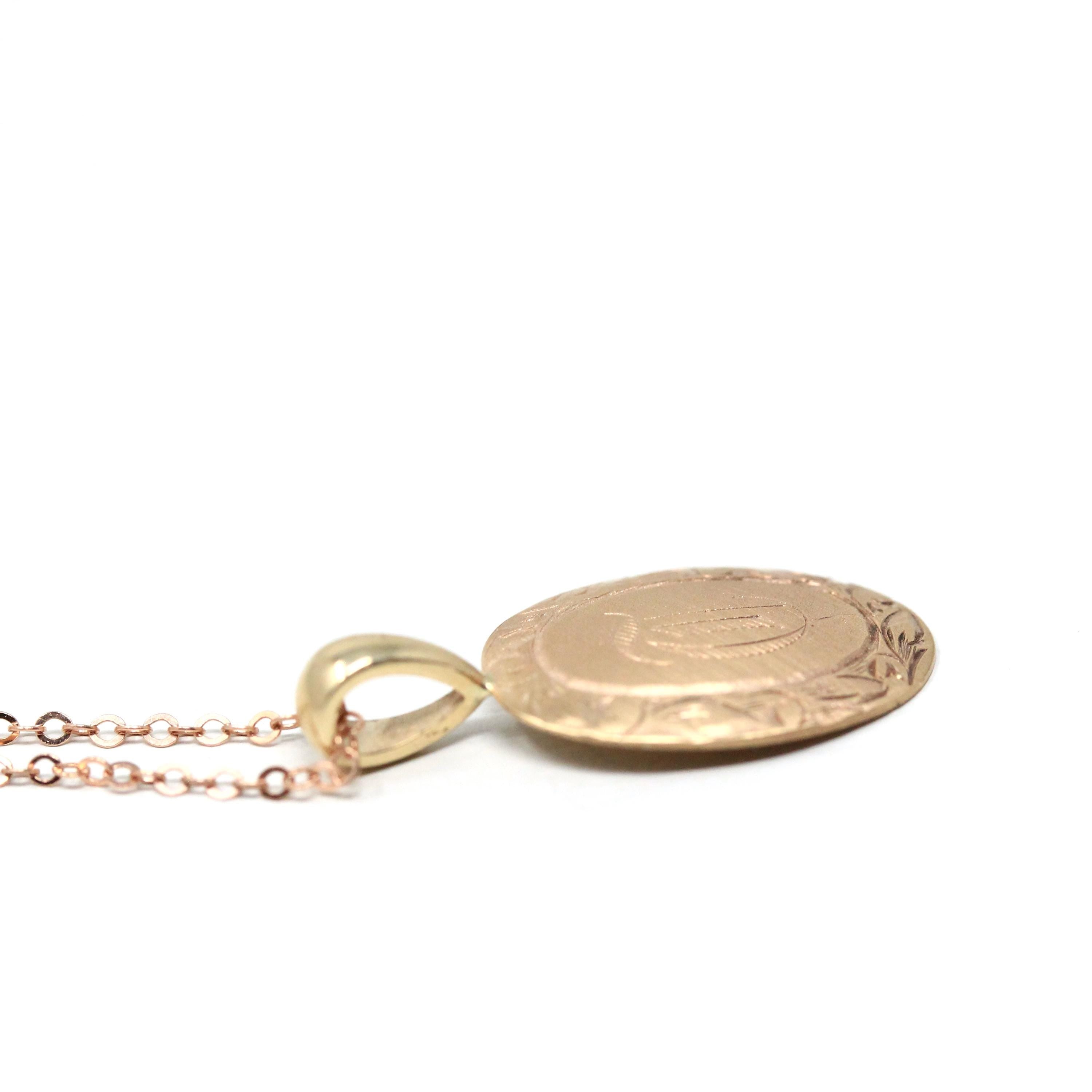 Antique Letter "T" Charm - Edwardian Era 10k Rose Gold Necklace Pendant - Circa 1910s Stick Pin Conversion Old English Initial Fine Jewelry