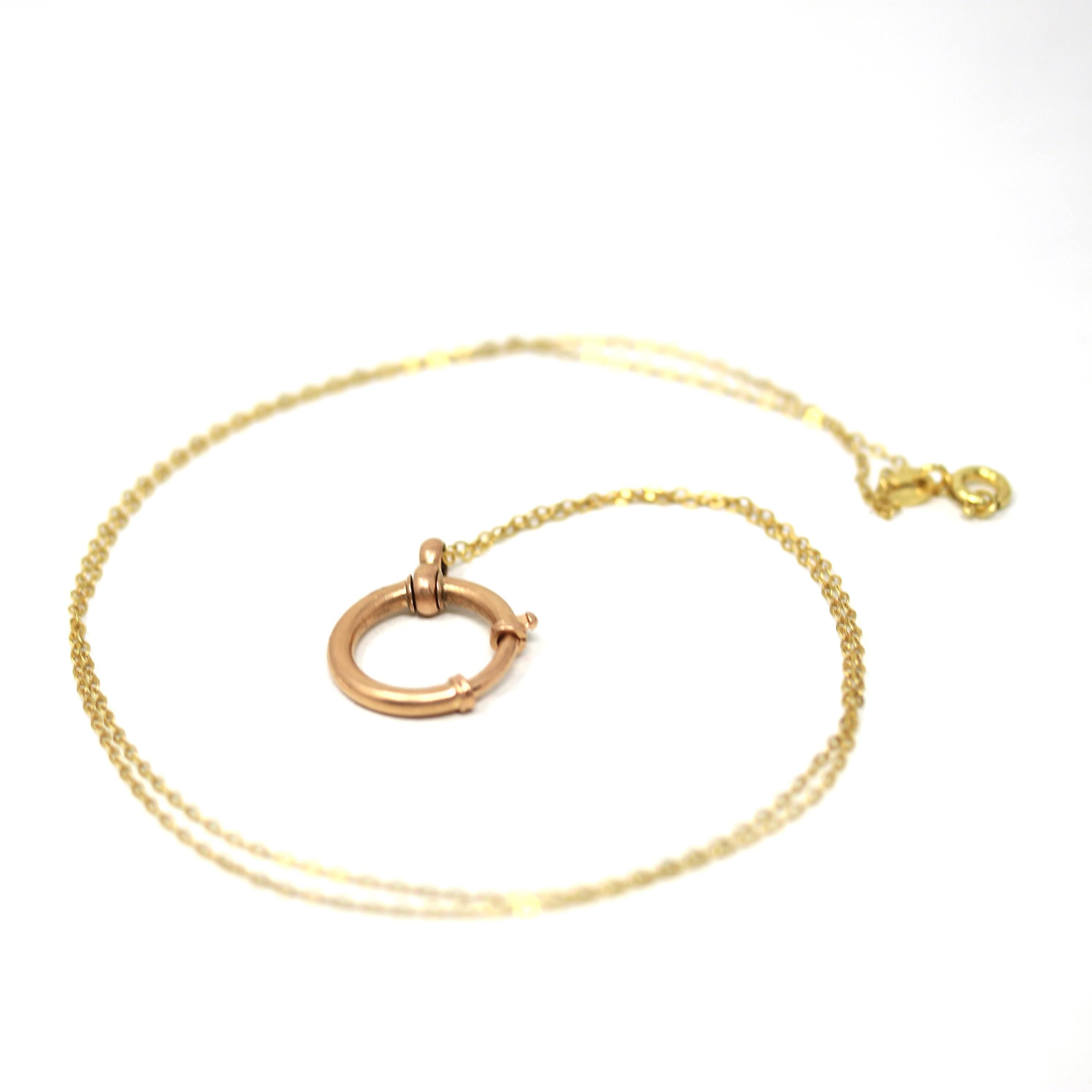 Antique Charm Holder - Victorian Era 14k Rosy Yellow Gold Necklace Finding Clasp - Circa 1890s Statement Large Bolt Spring Ring Fine Jewelry