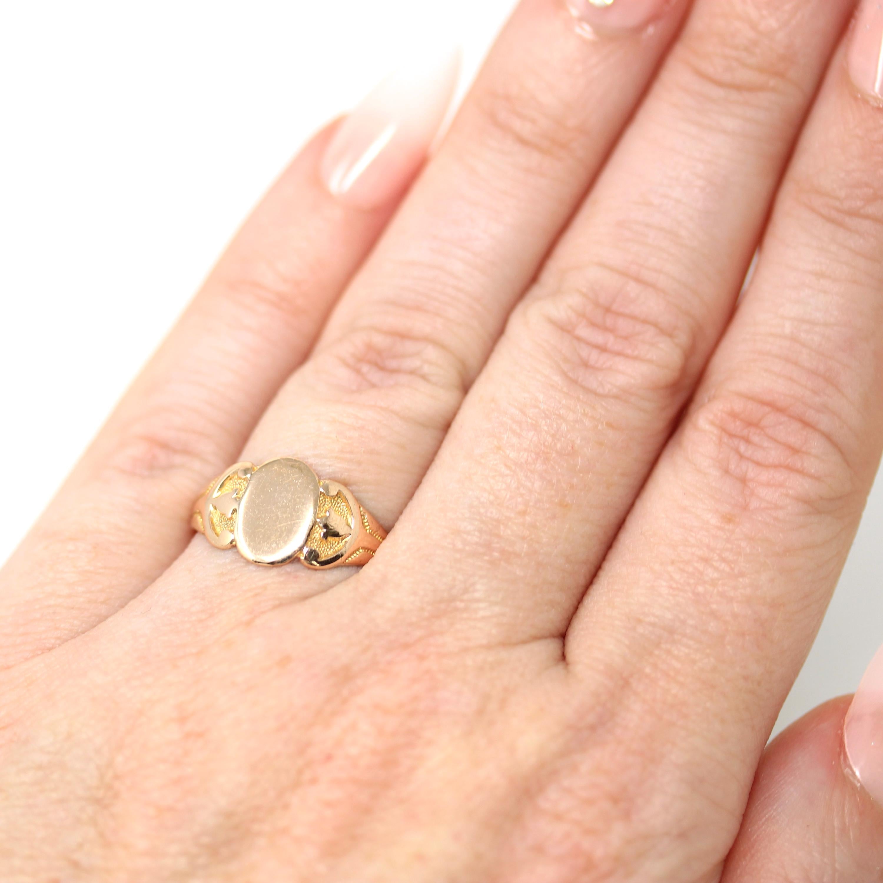 Blank Signet Ring - Edwardian 10k Rose Gold Engrave Monogram Letters Initials Band - Antique Circa 1910s Era Size 5 1/2 Ostby Barton Jewelry