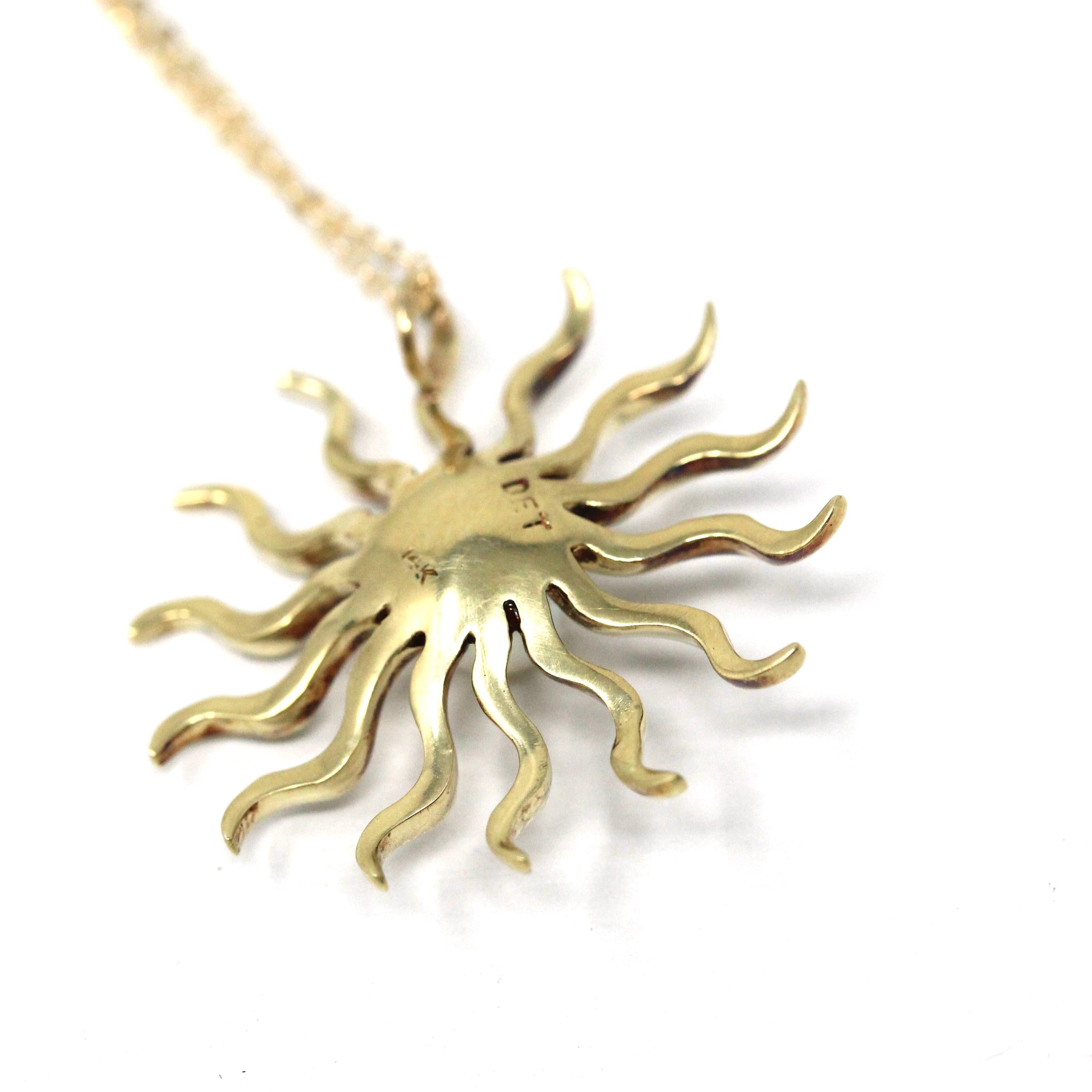 Antique Starburst Necklace - Edwardian 14k Yellow Gold Cultured Pearl Brooch Pendant - Circa 1910s Era Wavy Sun Star Celestial Fine Jewelry