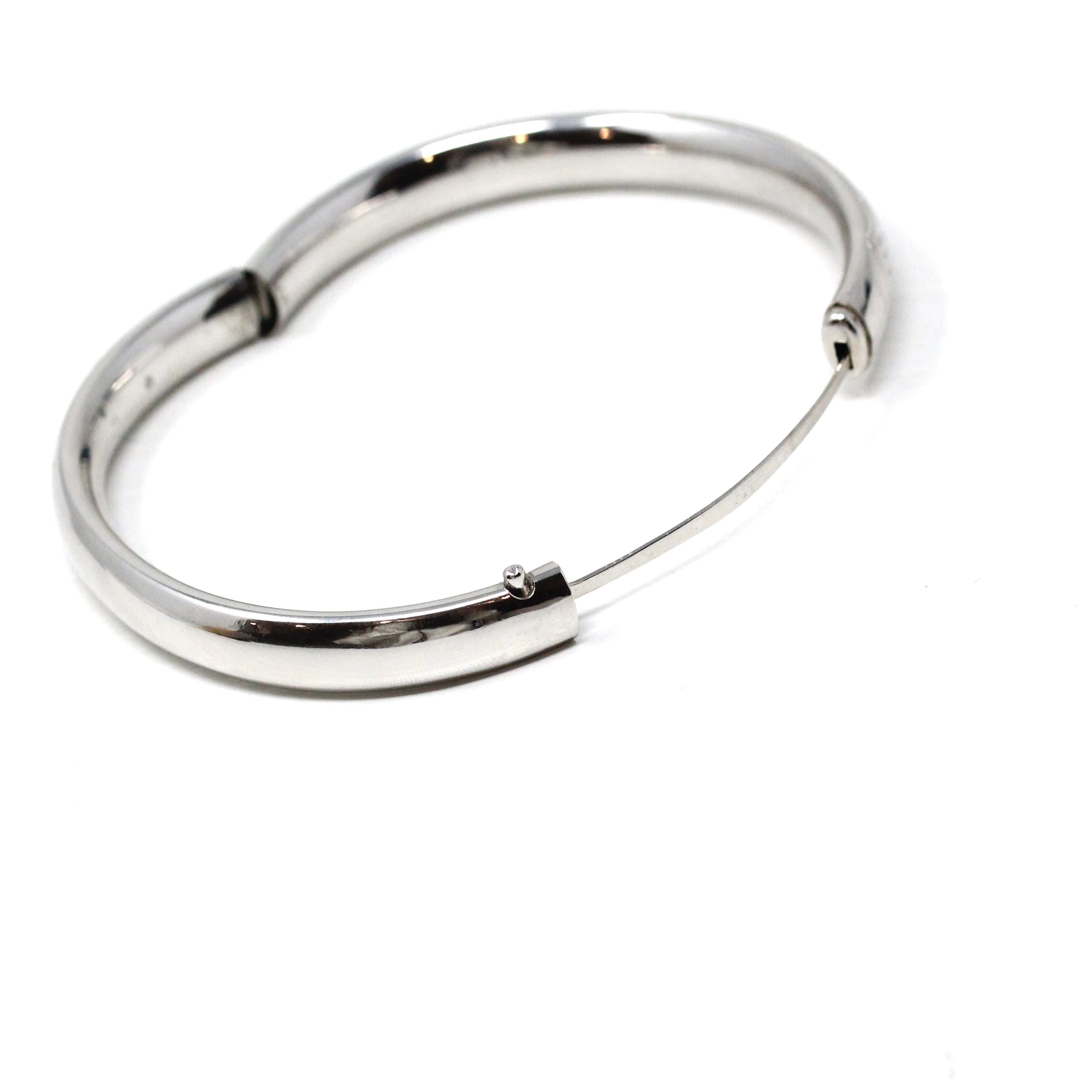 Vintage Flower Bangle - Retro Sterling Silver Engraved Nature Inspired Floral Design Bangle - Circa 1940s Era Statement Accessory Jewelry