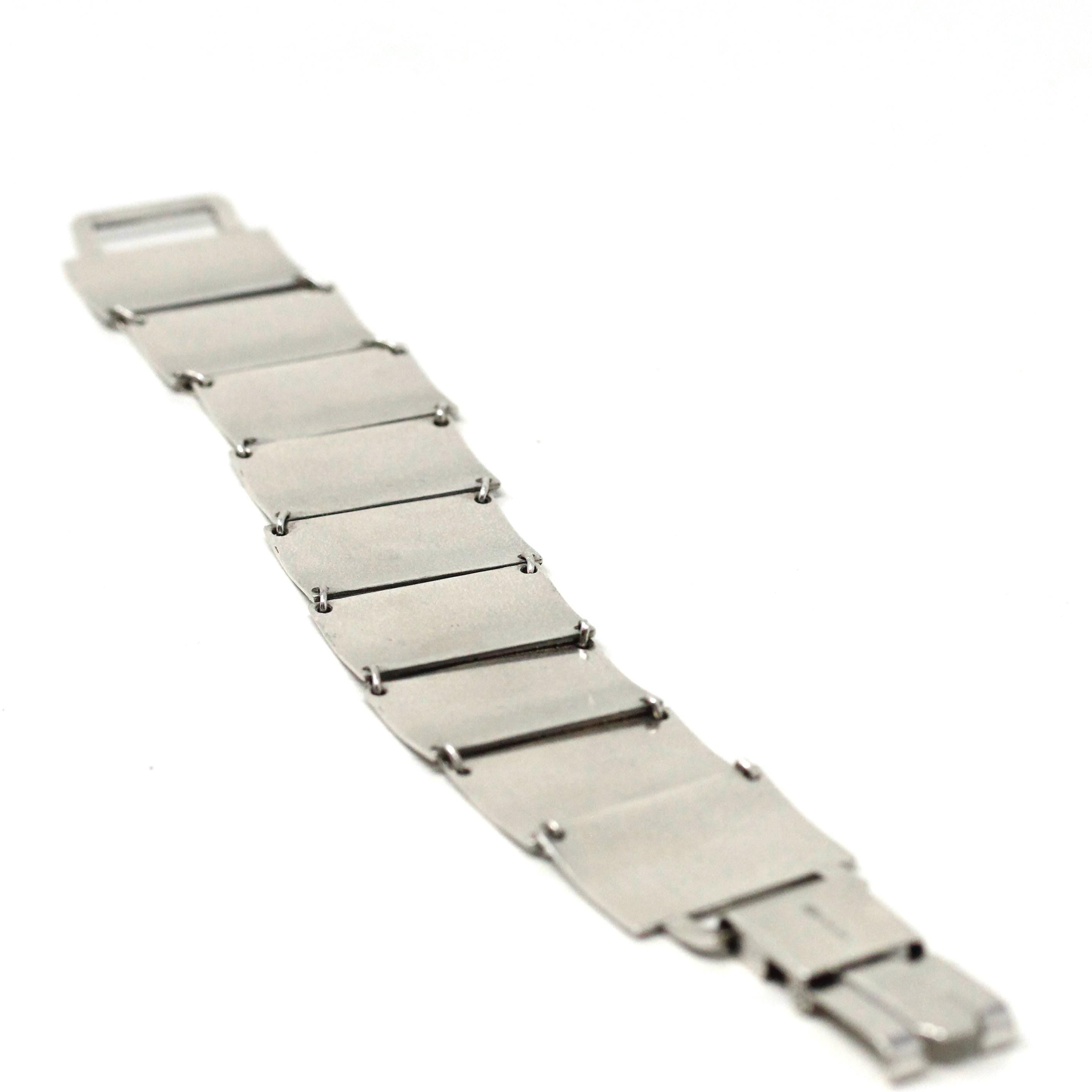 Vintage Panel Bracelet - Retro Sterling Silver Ornate Decorative Designs Inspired Statement - Circa 1960s Fashion Accessory 60s Jewelry