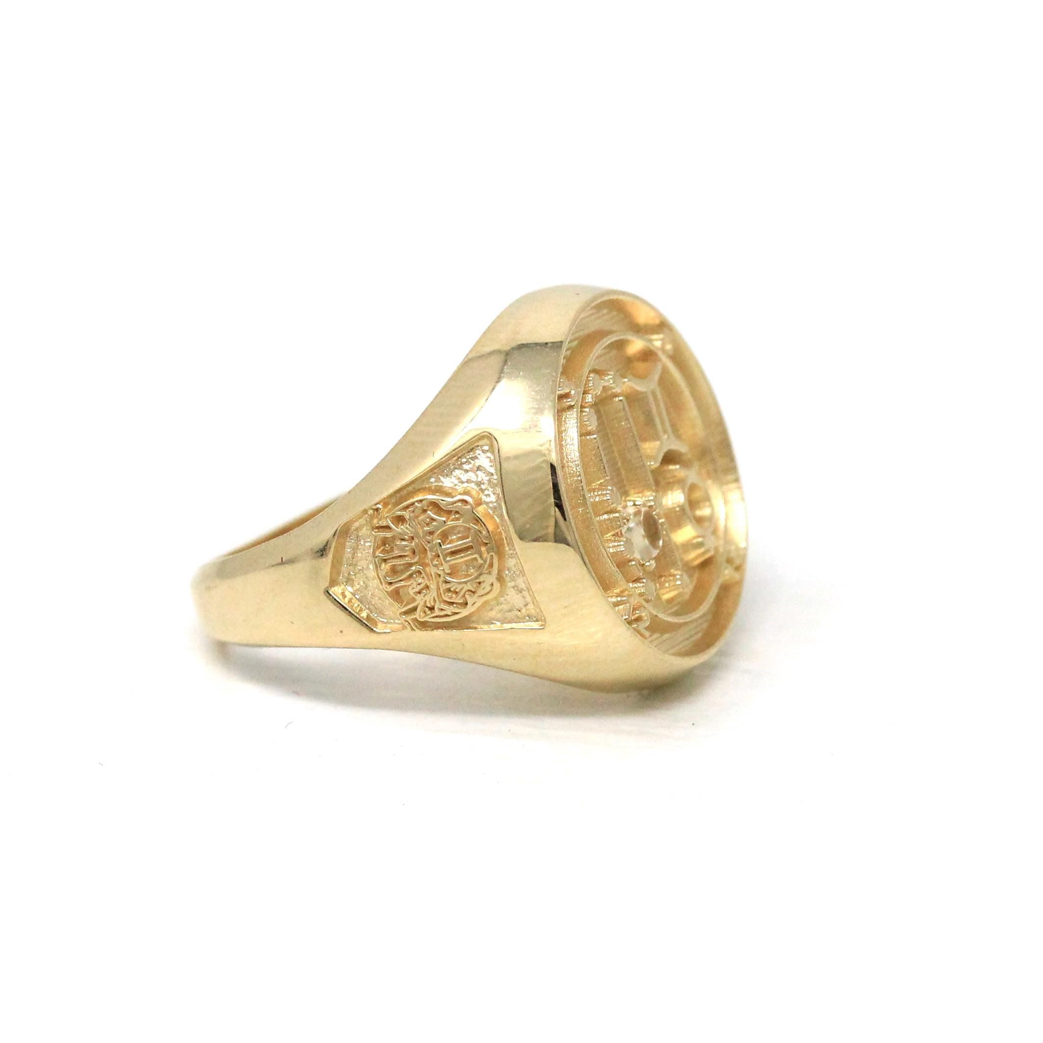 Vintage Gemini Ring - Retro Era 14k Yellow Gold Astrological Zodiac Gemstone Talisman Totem - Circa 50s Roberts & Belk Fine Symbolic Jewelry
