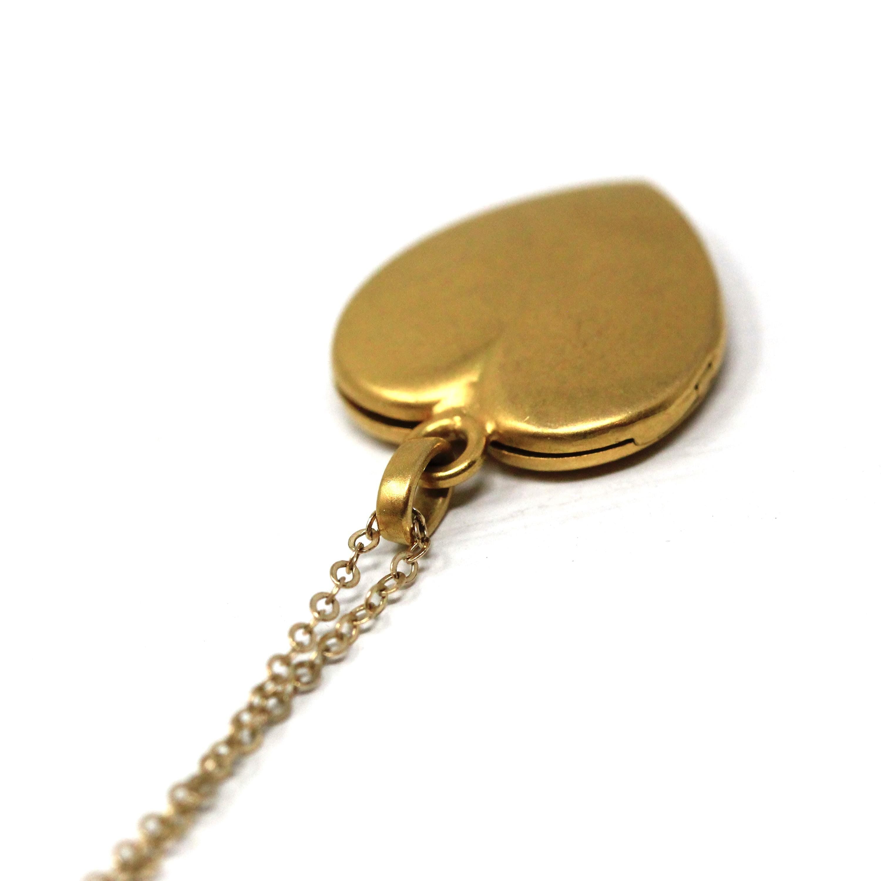 Antique Heart Locket - Edwardian 10k Yellow Gold Keepsake Pendant Necklace Charm - Circa 1910s Era Photograph Photo Statement Fine Jewelry