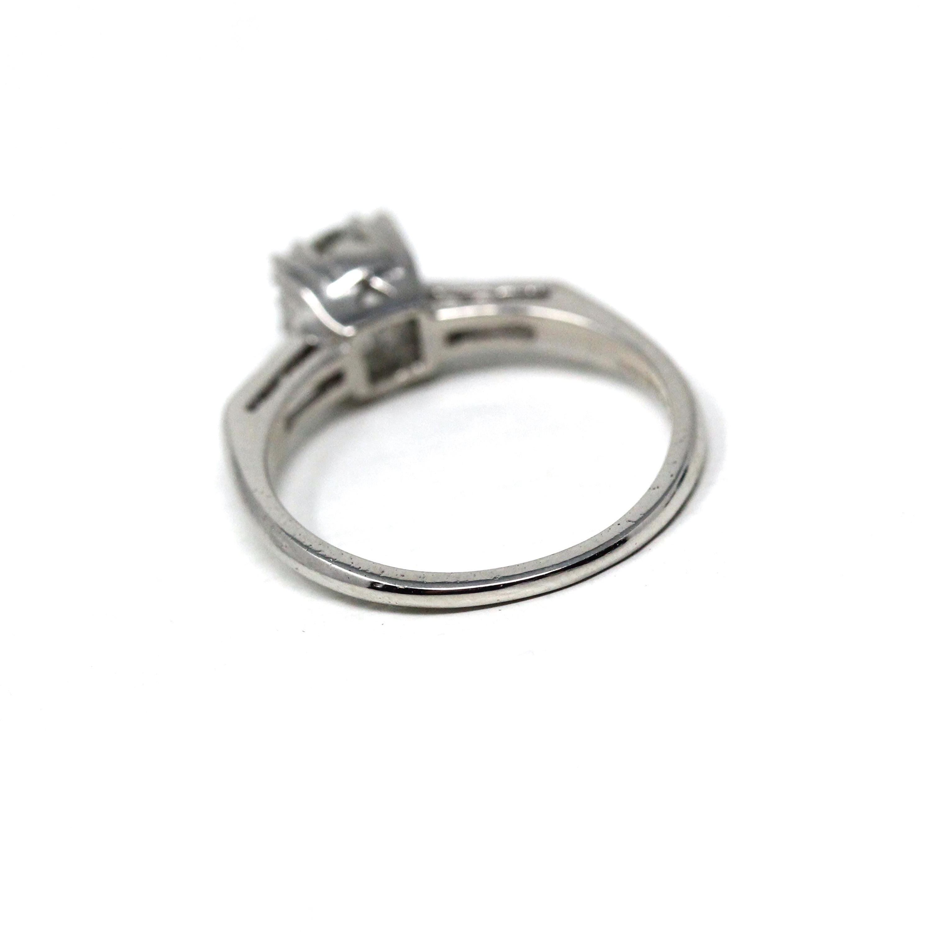 Vintage Engagement Ring - Platinum Old European Cut Natural Diamonds Wedding Bridal - Mid Century 1950s Size 4 3/4 GIA Report Fine Jewelry