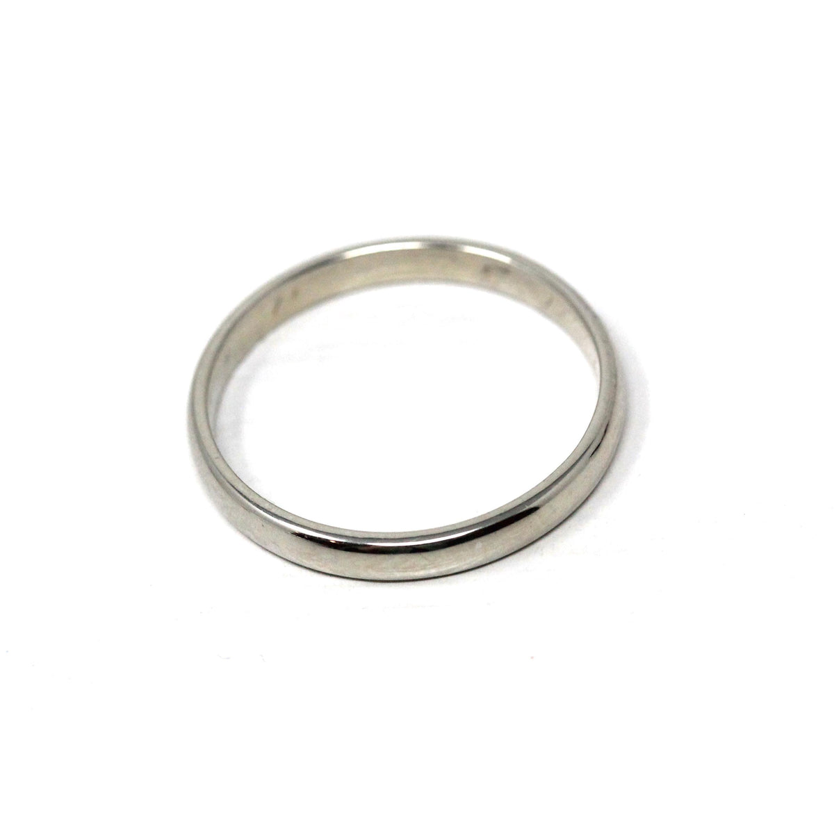 Mid Century Wedding Band - Vintage 14k White Gold Plain Stacking Ring - Circa 1950s Size 8 1/2 Signed Art Carved JR Wood Bridal Fine Jewelry
