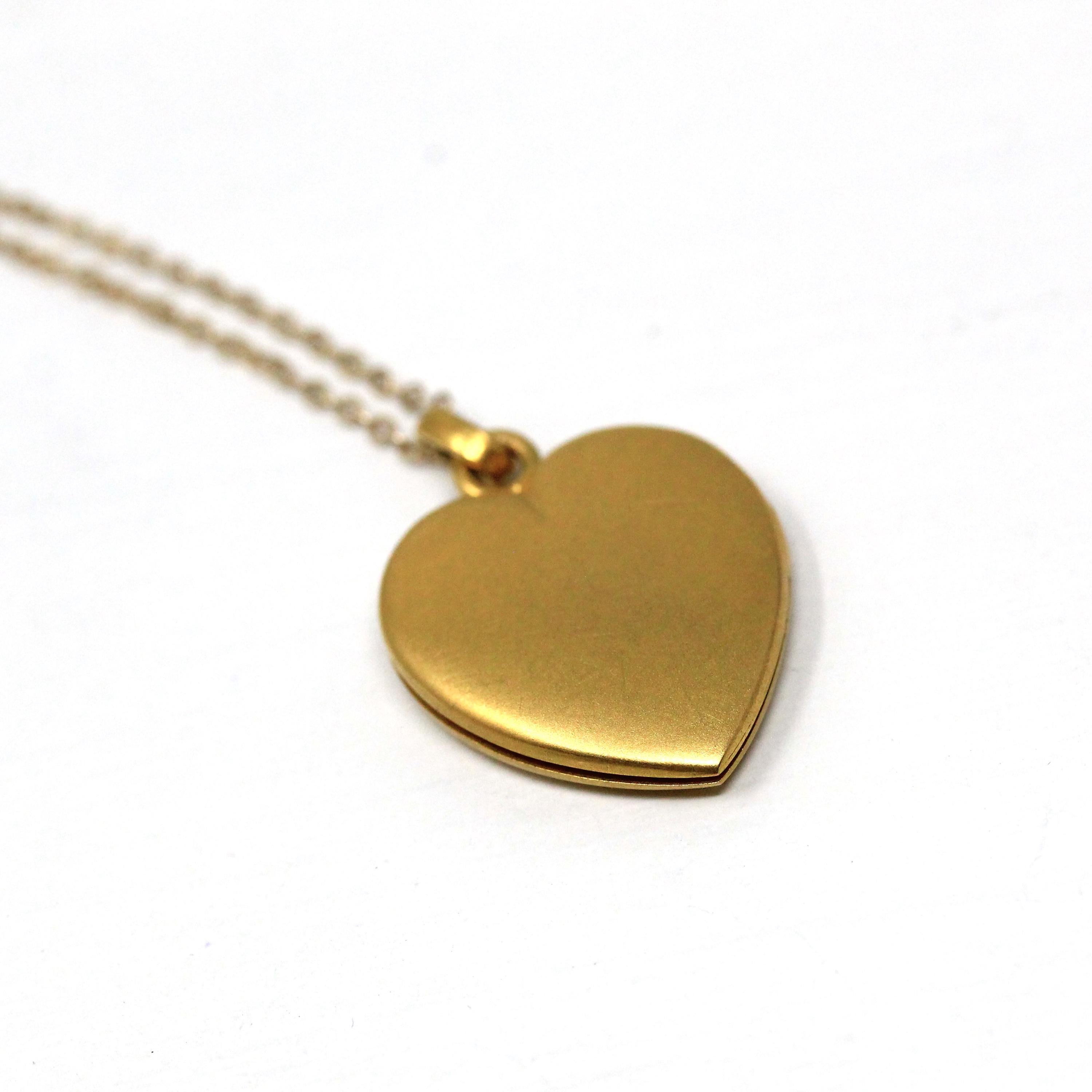 Antique Heart Locket - Edwardian 10k Yellow Gold Keepsake Pendant Necklace Charm - Circa 1910s Era Photograph Photo Statement Fine Jewelry