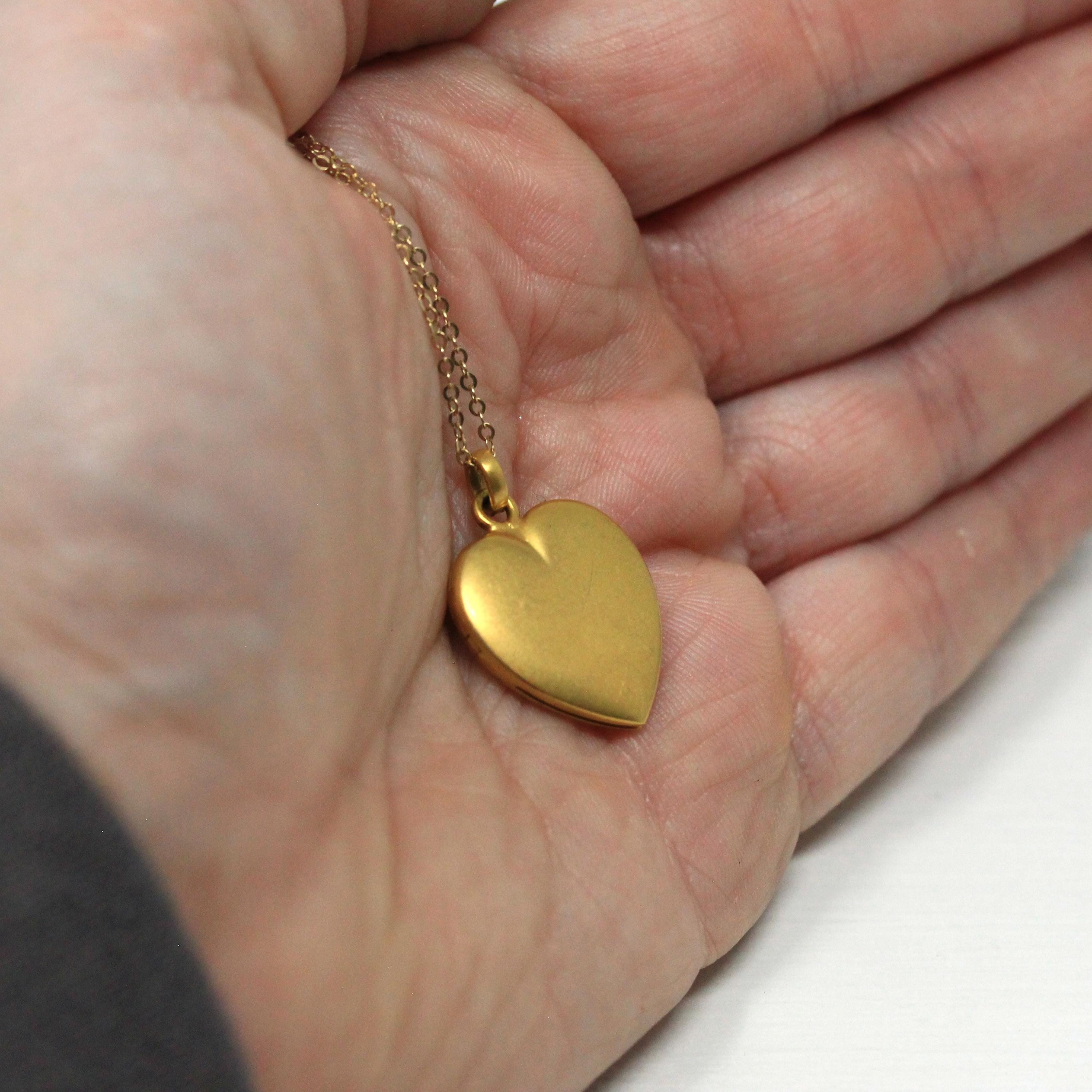 Antique Heart Locket - Edwardian 10k Yellow Gold Keepsake Pendant Necklace Charm - Circa 1910s Era Photograph Photo Statement Fine Jewelry