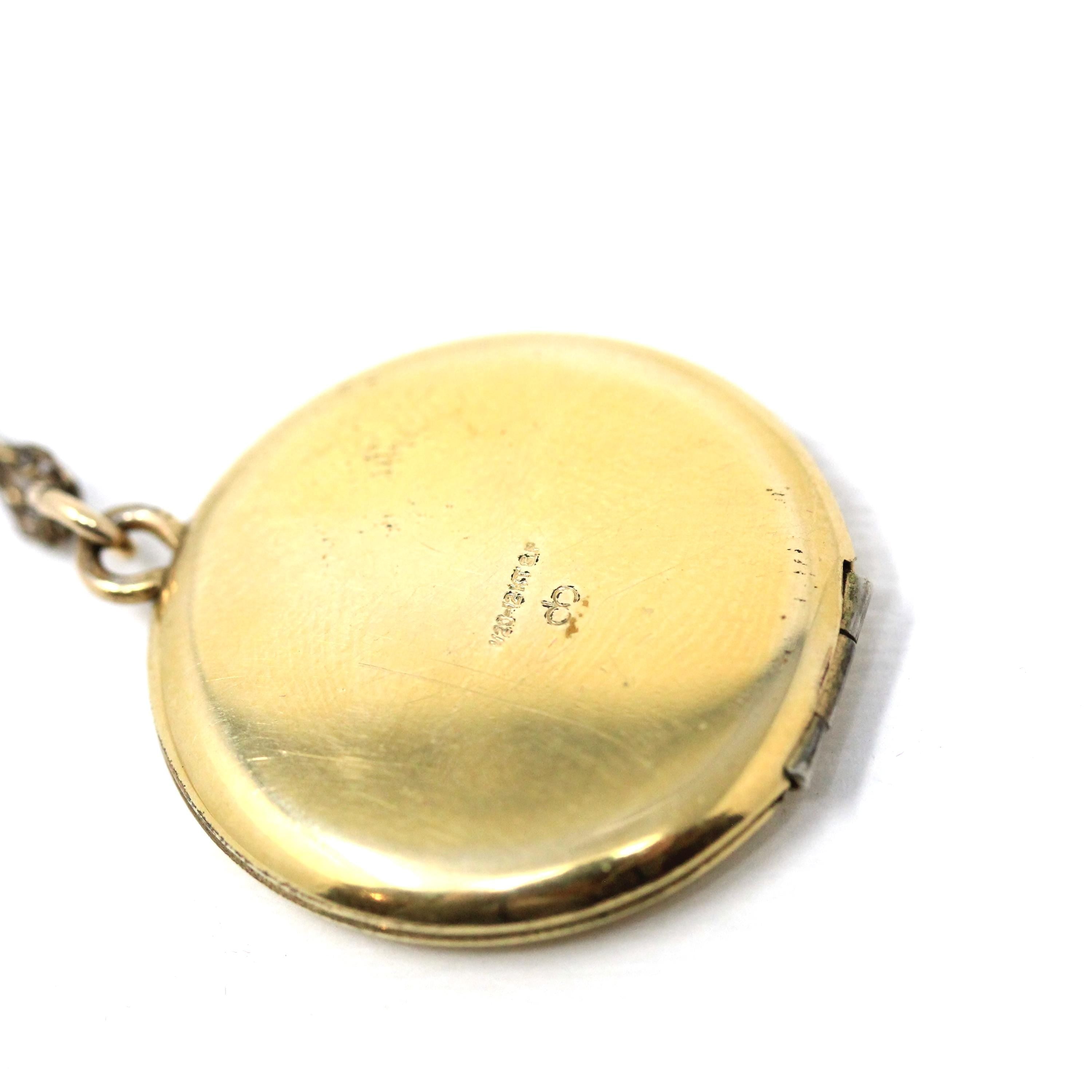 Vintage Photo Locket - Retro 12k Gold Filled Double Heart Floral Pendant Necklace Charm - Circa 1960s Statement Keepsake Photograph Jewelry