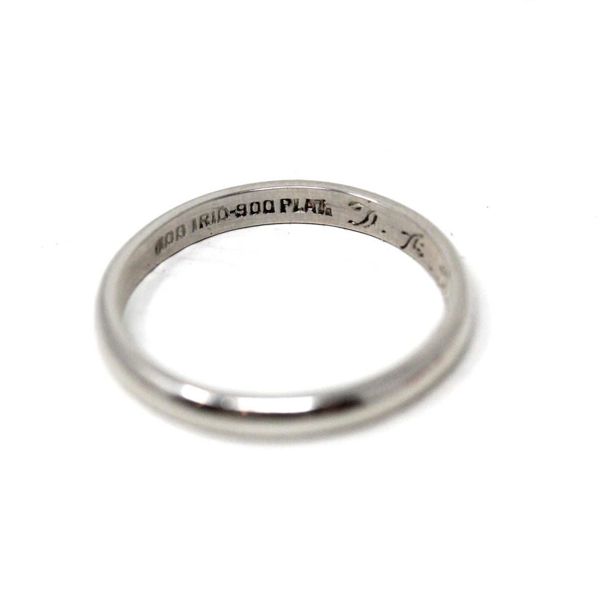 1970 Wedding Band - Retro Platinum Engraved Unadorned Ring - Vintage Dated "5-16-1970" Size 5 1/4 Fine Stacking Jewelry