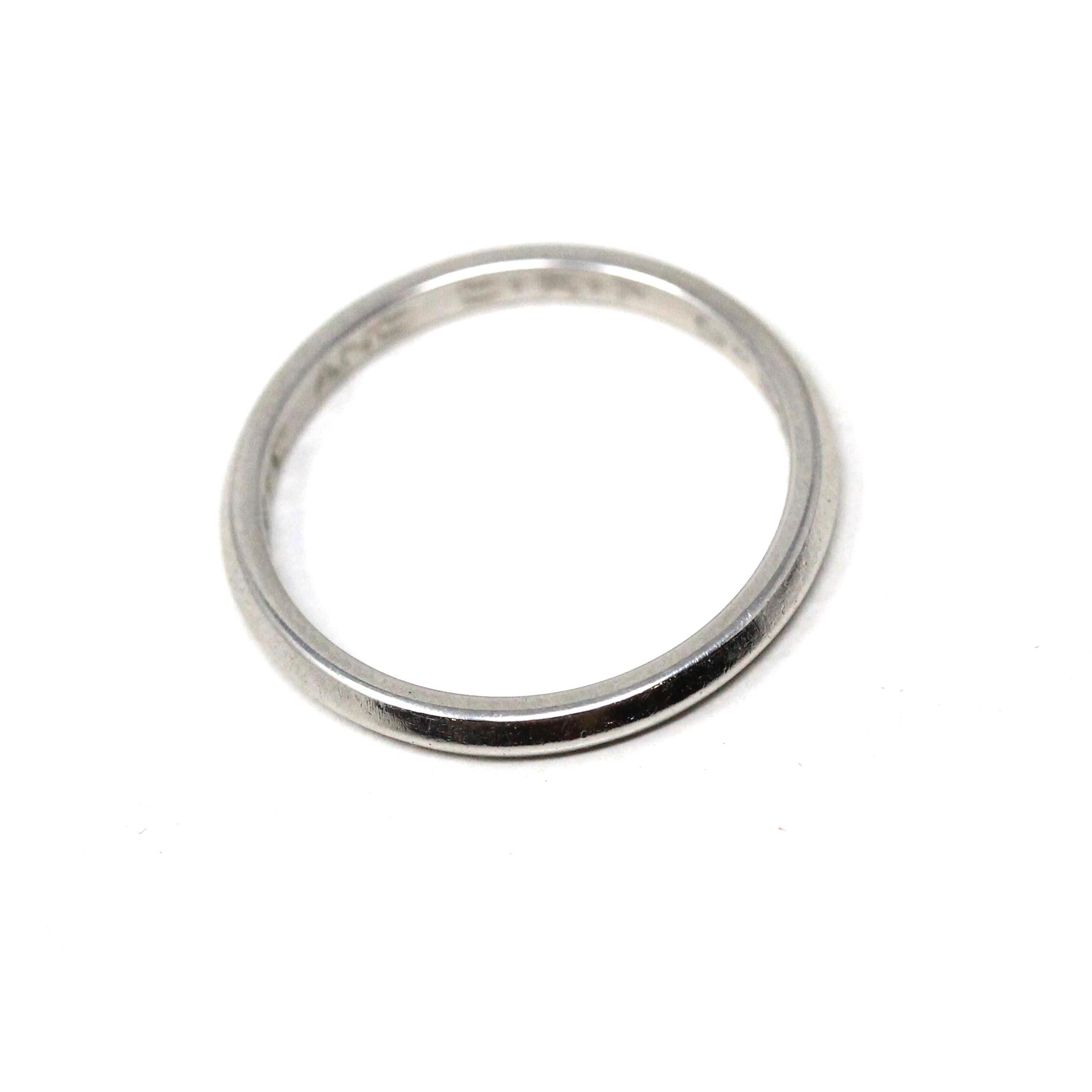 1972 Wedding Band - Retro Platinum Engraved Unadorned Ring - Vintage Dated "6-30-72" Size 5 1/2 Fine Stacking Jewelry