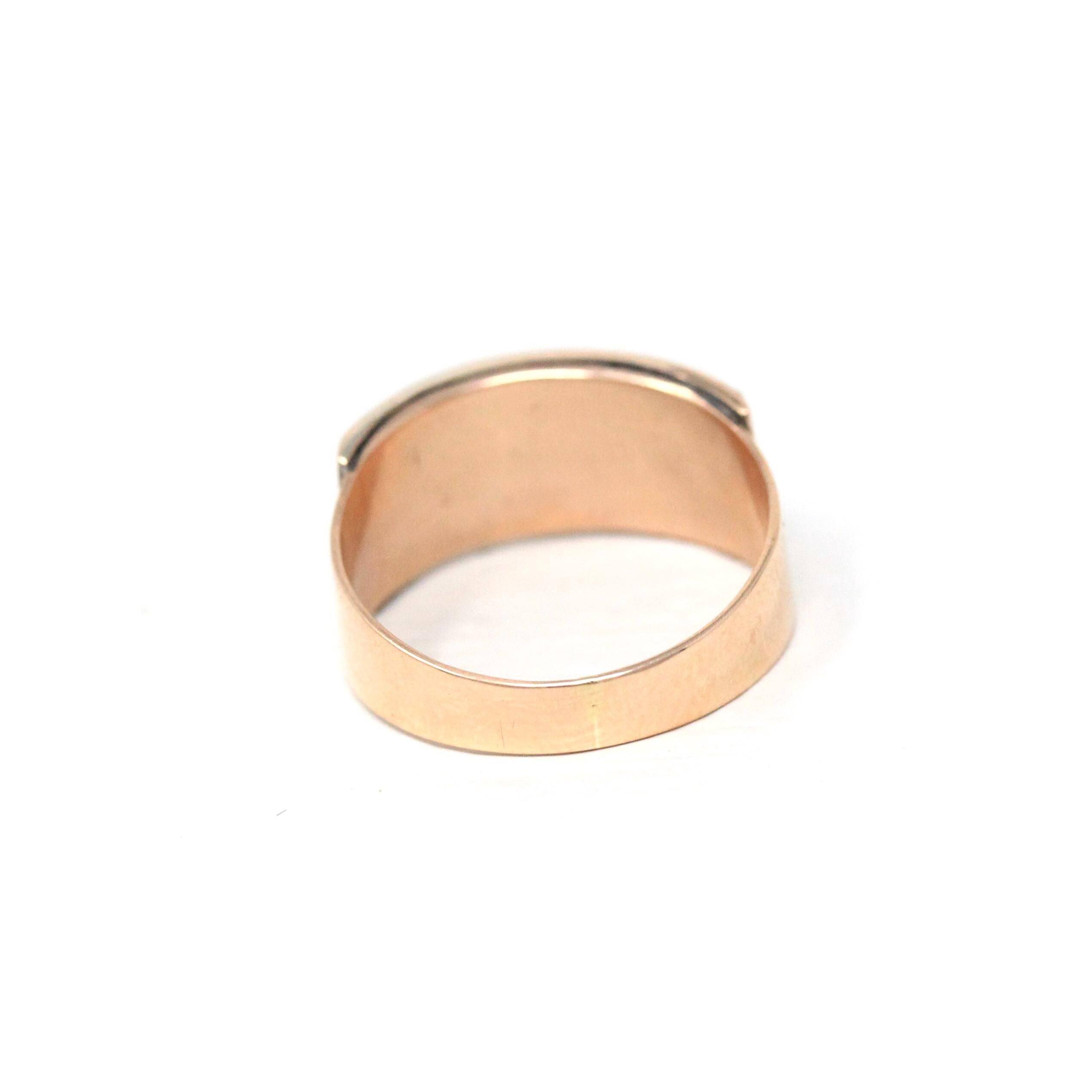 Antique LOVE Ring - Victorian 14k Rose Gold Simulated Turquoise Seed Pearl Gemstones Statement - Late 1800s Era Band Size 5 1/4 Fine Jewelry