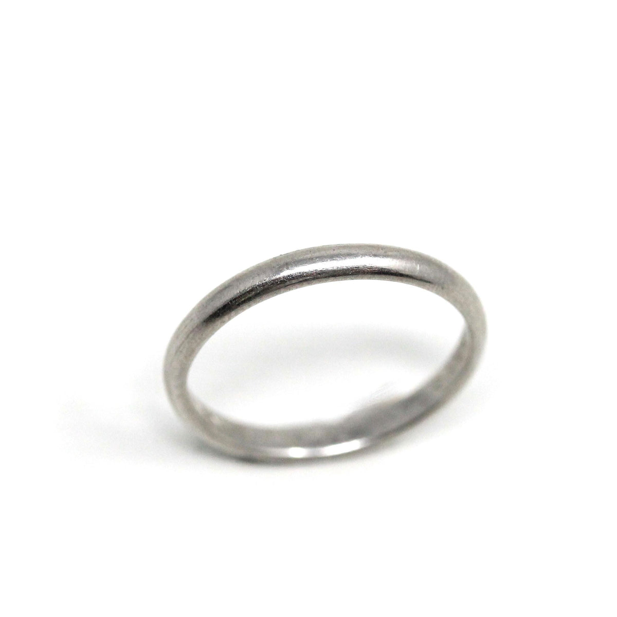 Art Deco Wedding Band - Antique Platinum Unadorned Bridal Ring - Engraved RWM to EML 11-25-25 Size 5 Polished Heirloom Fine Stacking Jewelry