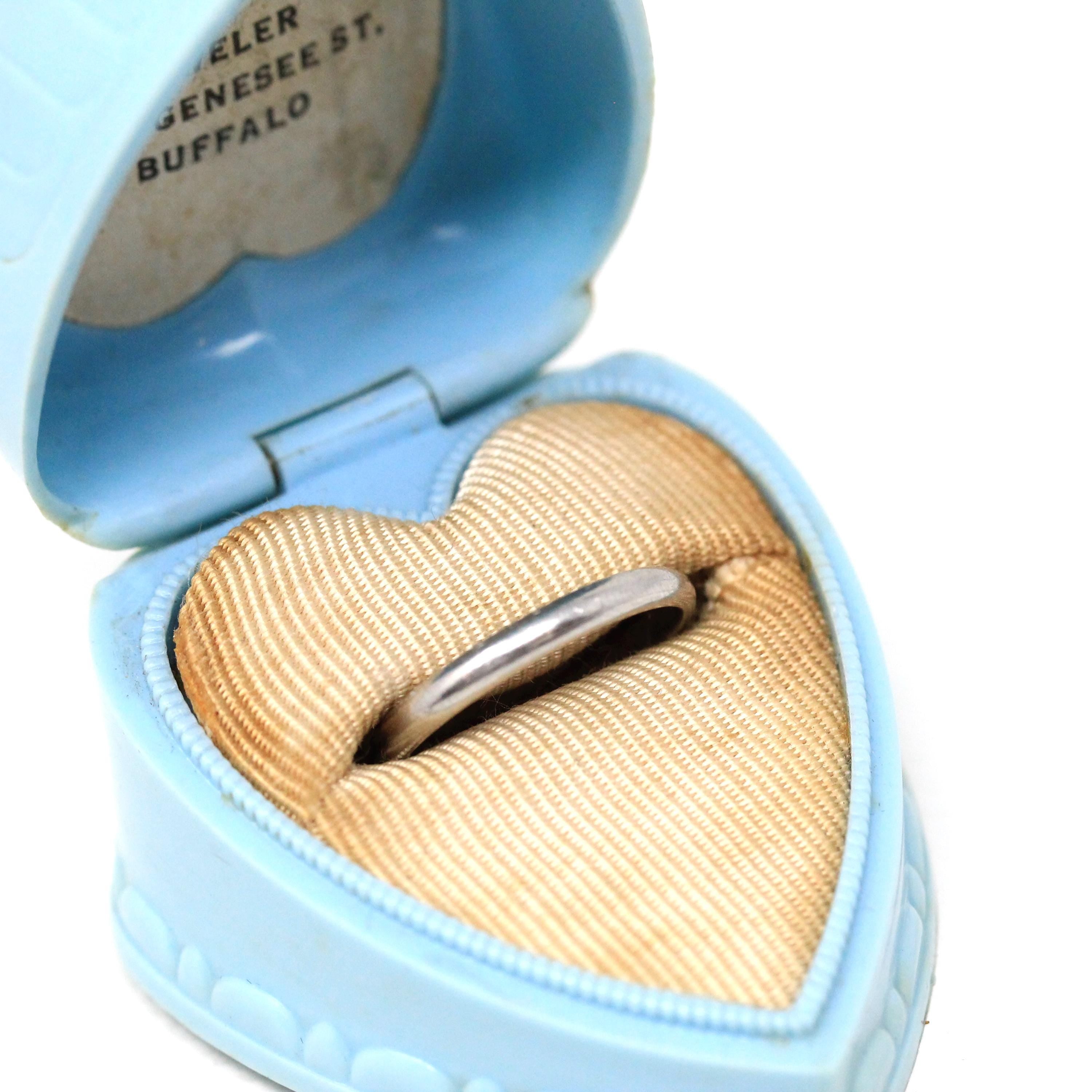 Art Deco Wedding Band - Antique Platinum Unadorned Bridal Ring - Engraved RWM to EML 11-25-25 Size 5 Polished Heirloom Fine Stacking Jewelry