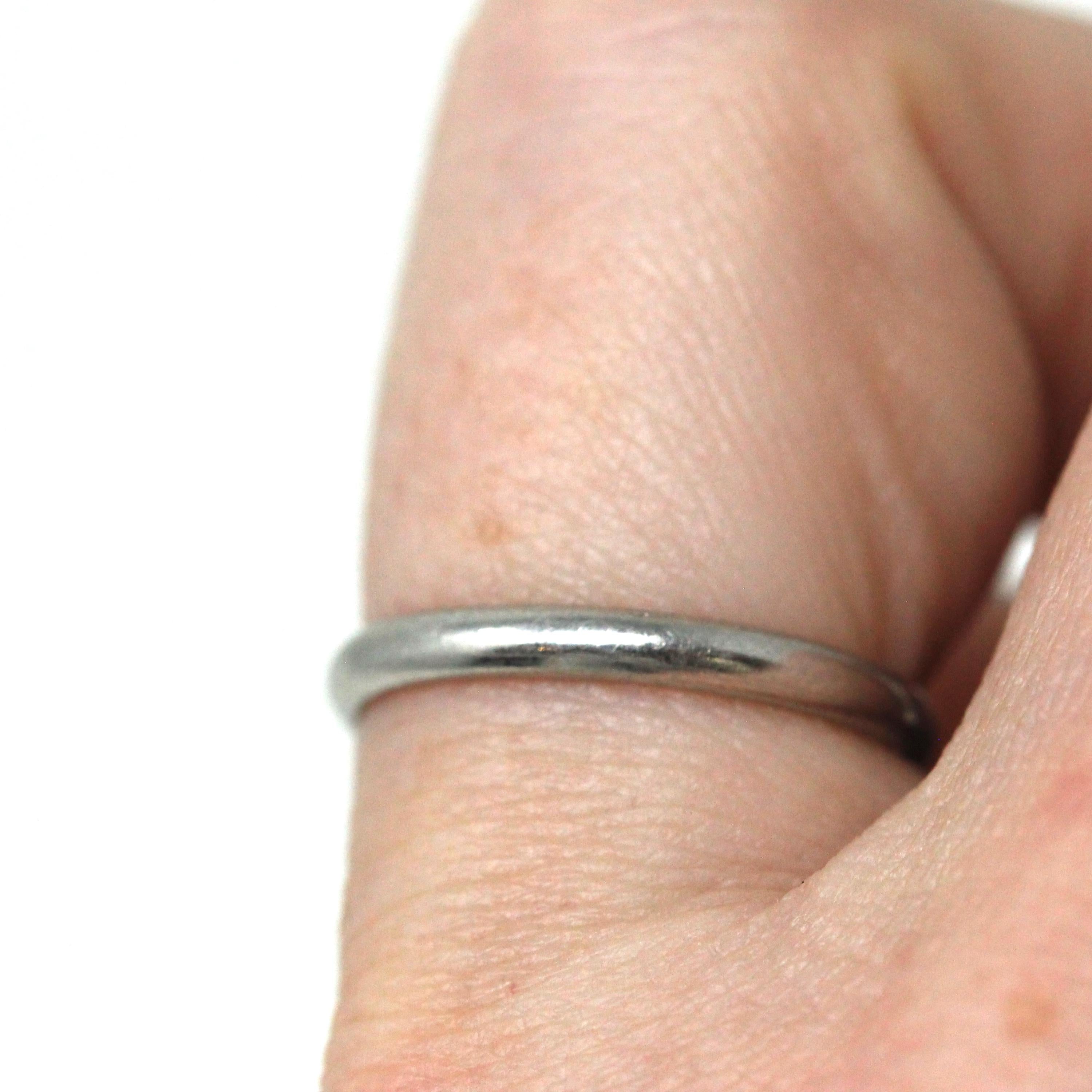 Art Deco Wedding Band - Antique Platinum Unadorned Bridal Ring - Engraved RWM to EML 11-25-25 Size 5 Polished Heirloom Fine Stacking Jewelry