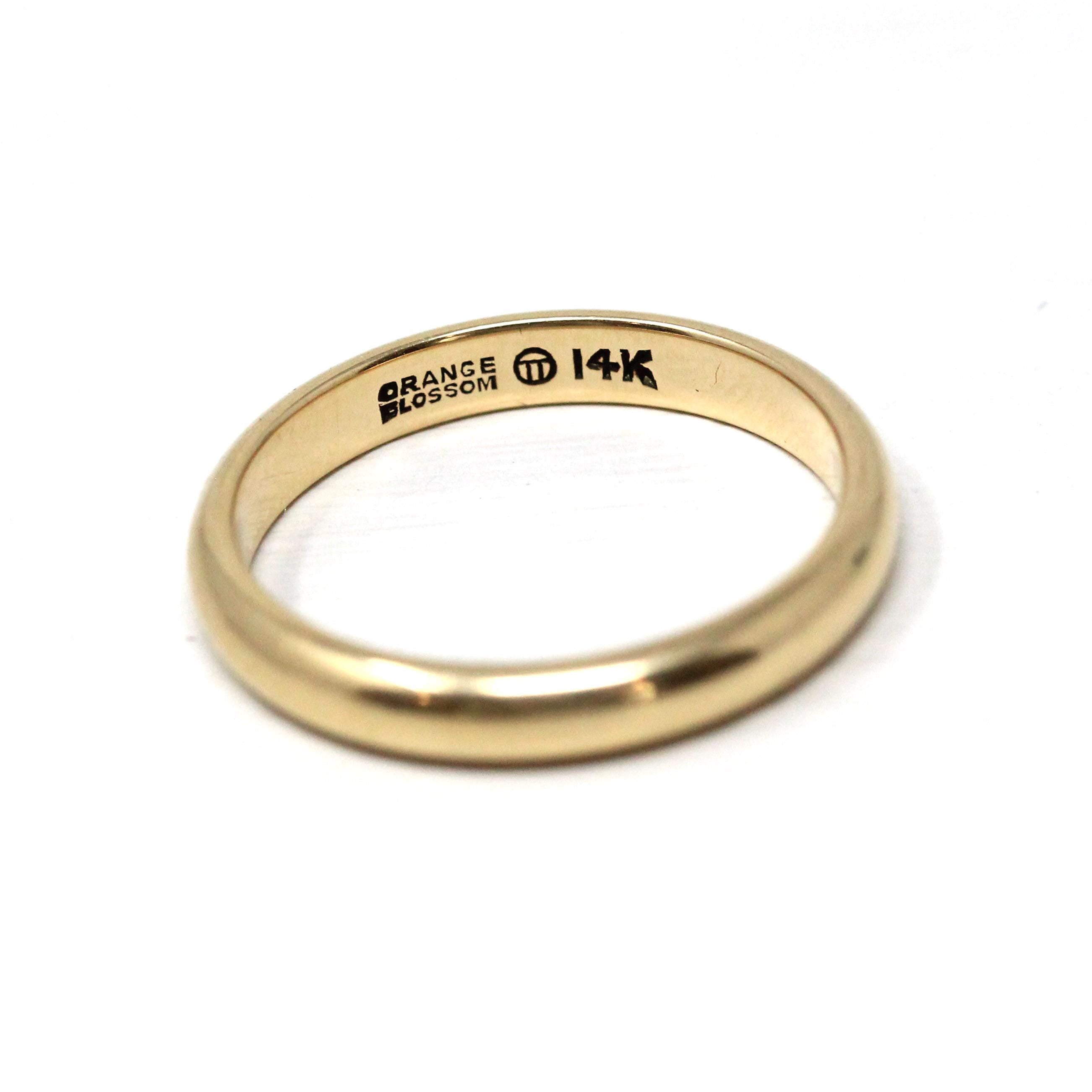 Vintage Wedding Band - Retro Era 14k Yellow Gold 3.5 MM Plain Domed Comfort Fit Ring - Circa 1960s Size 9 Unisex Traub Fine Bridal Jewelry