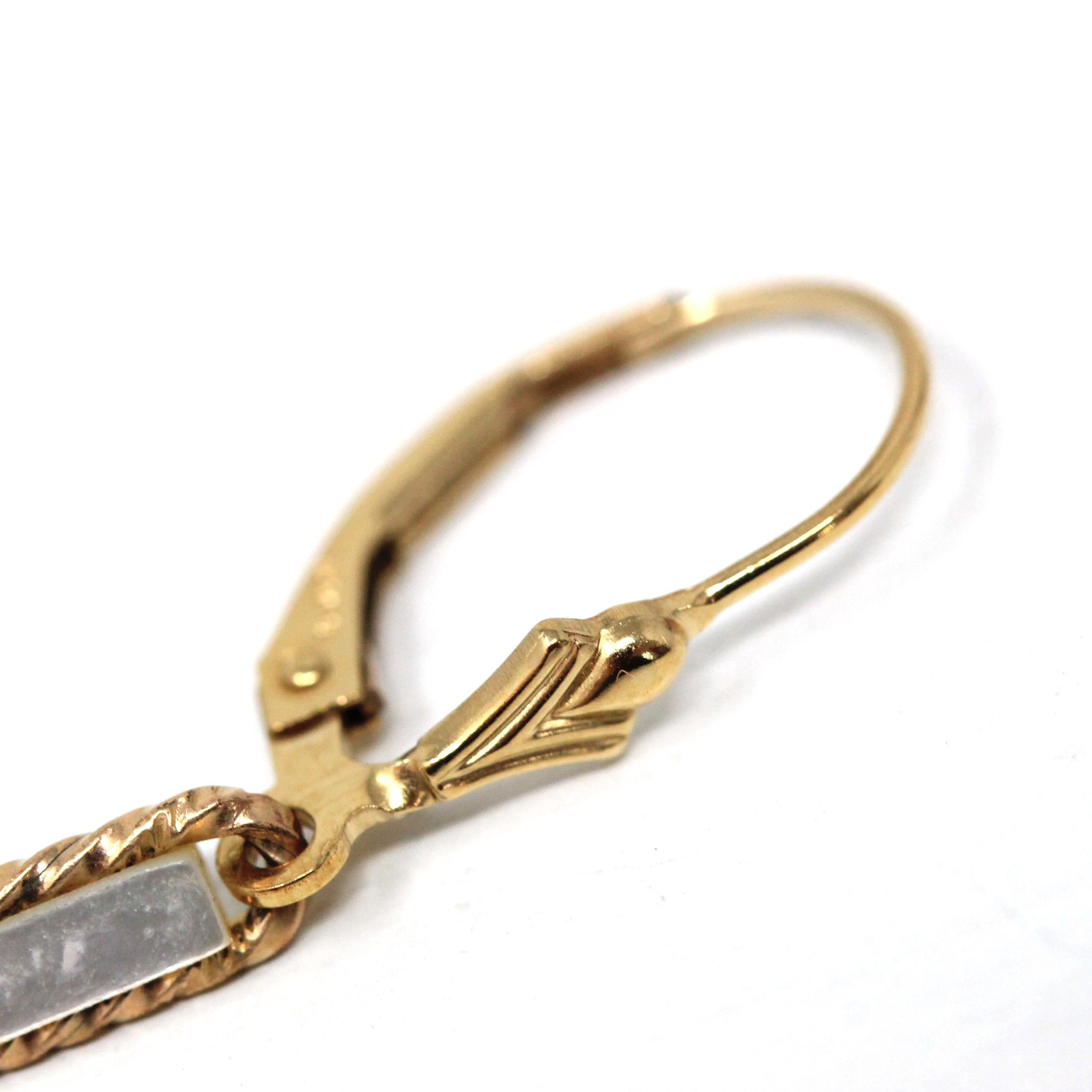 Antique Feldspar Earrings - Victorian Gold Filled Pocket Watch Conversion - Circa 1890s Era Lever Backs Statement Fashion Accessory Jewelry