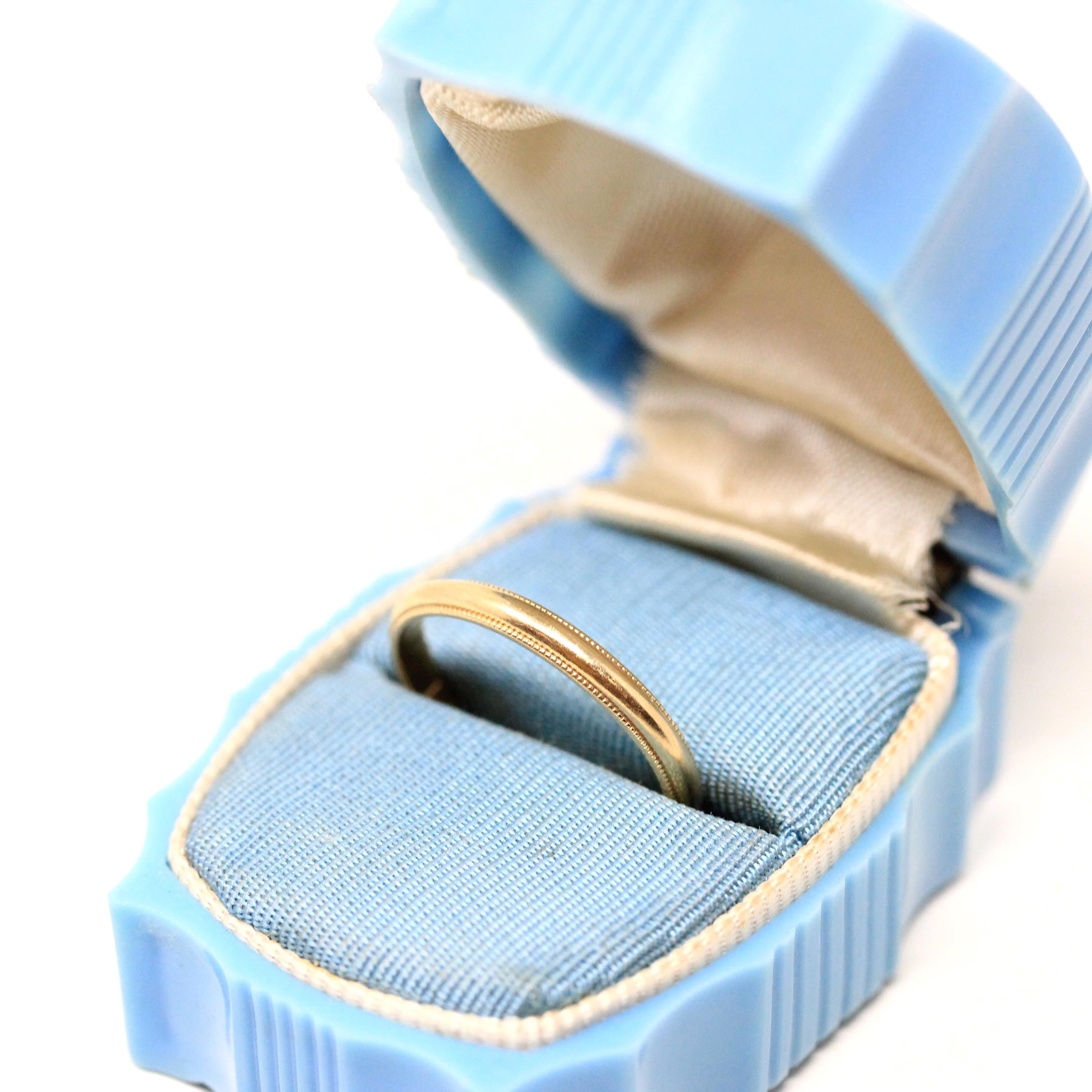 Estate Wedding Band - Modern 14k Yellow Gold Milgrain Eternity Design Ring - Circa 1980s Era Size 7.5 Stacking Bridal Fine Statement Jewelry