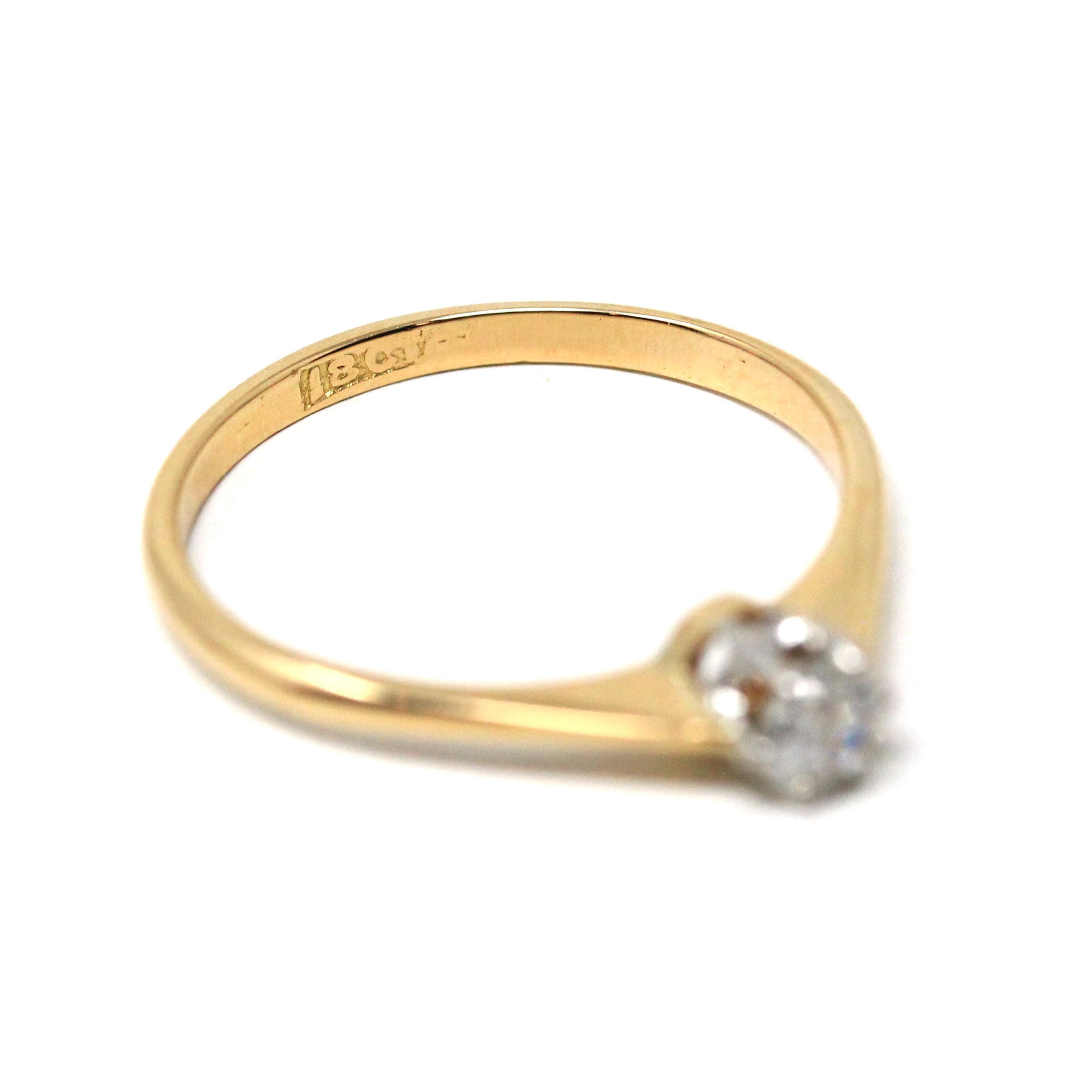 Edwardian Diamond Ring - Antique 18k Yellow Gold & Platinum Natural Old Mine Cut - Circa 1900s Era Size 7.75 Fine Bridal Engagement Jewelry