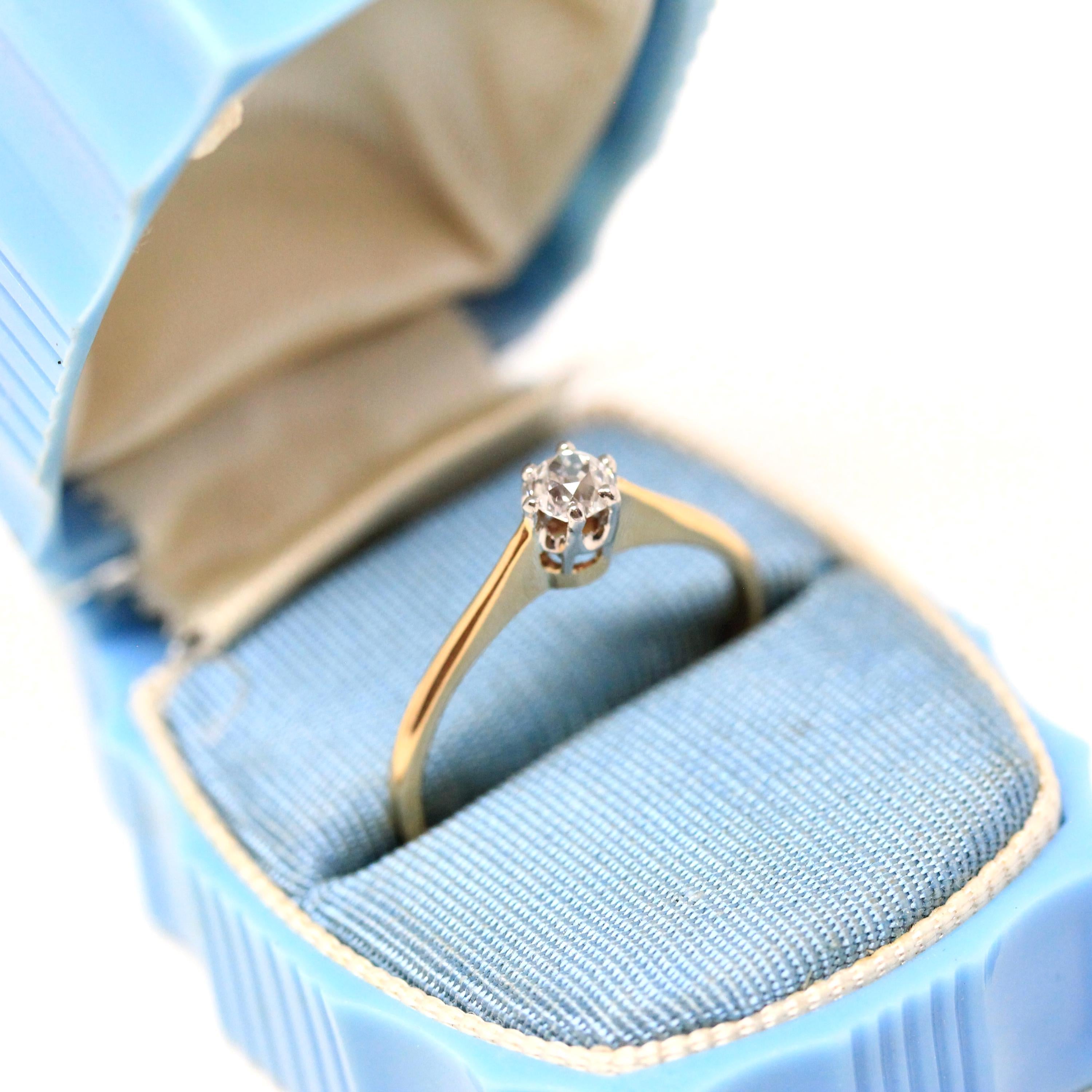 Edwardian Diamond Ring - Antique 18k Yellow Gold & Platinum Natural Old Mine Cut - Circa 1900s Era Size 7.75 Fine Bridal Engagement Jewelry