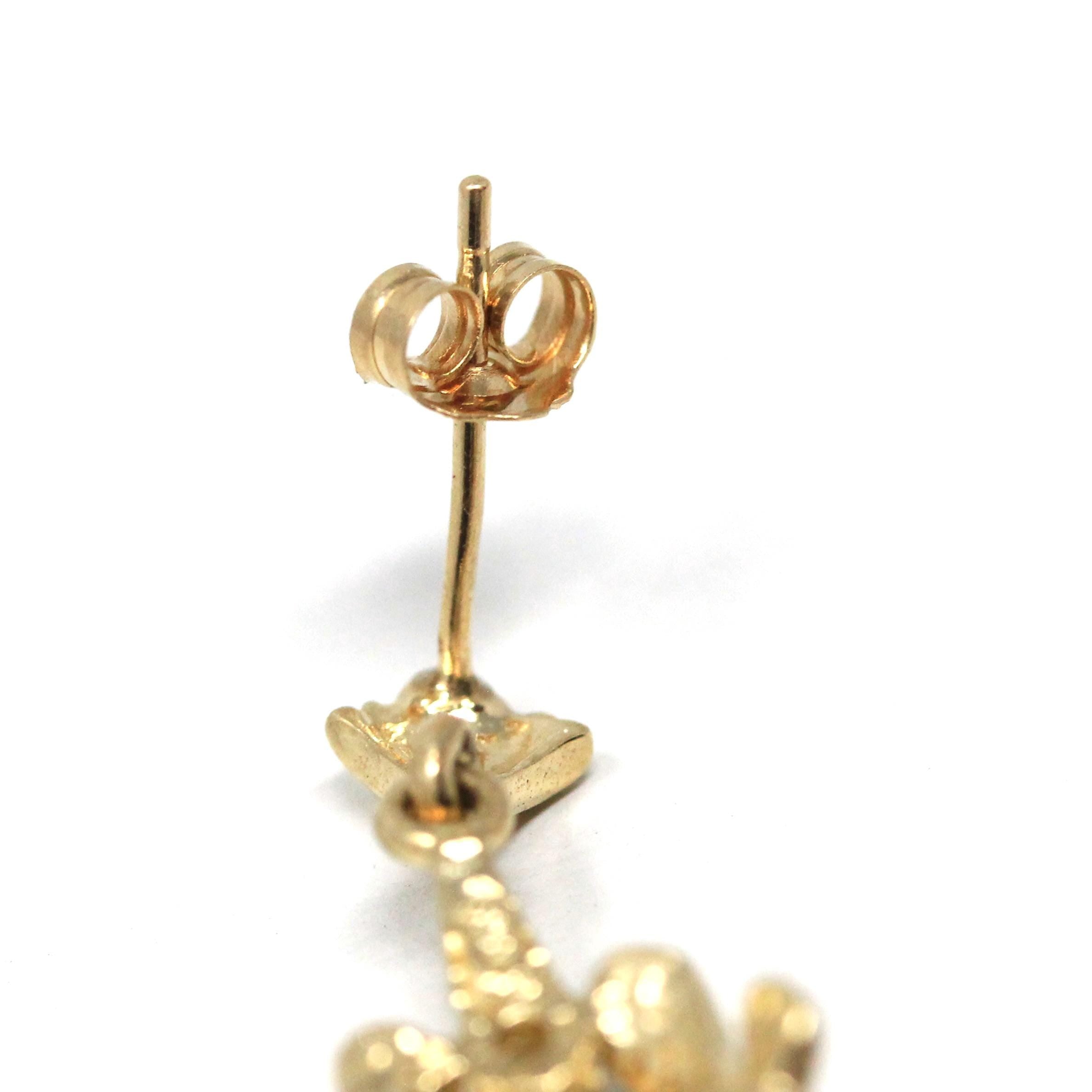 Garnet & Diamond Earrings - Estate 14k Yellow Gold Oval Faceted Red Gemstones - Pierced Post Dangle Drops Fine January Birthstone Jewelry