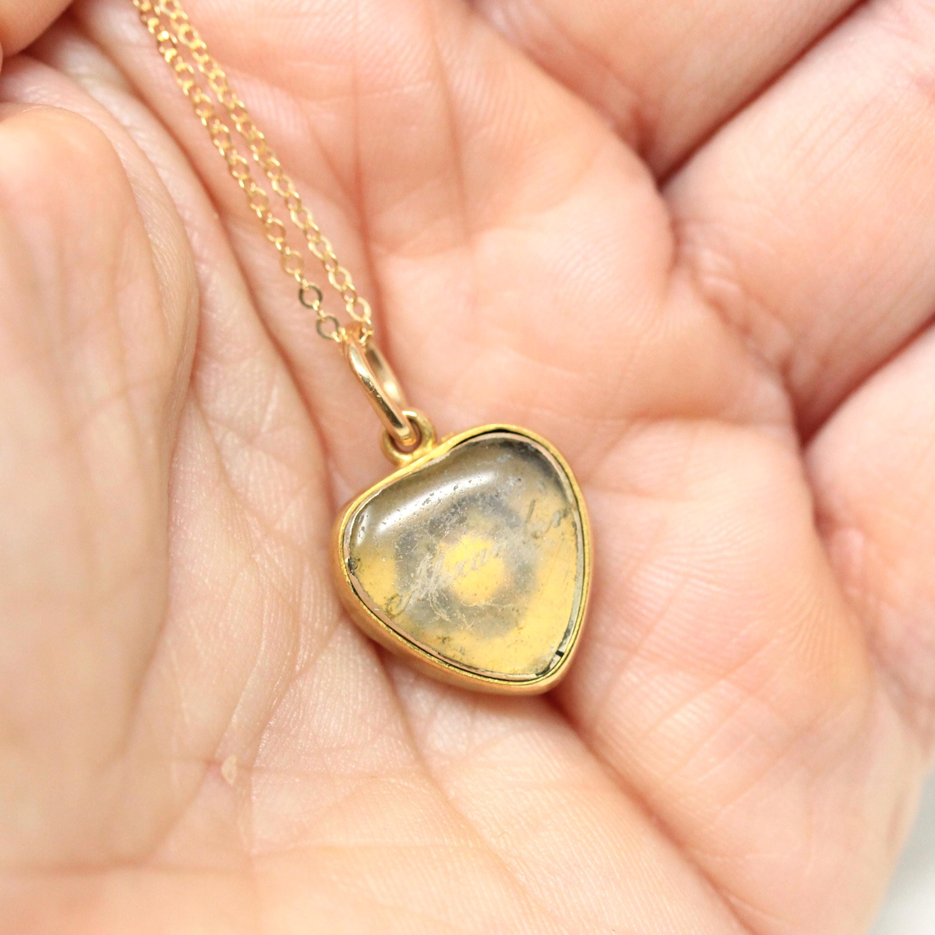 Antique Heart Pendant - Victorian 15ct Yellow Gold Blue Enamel Pearl Charm Necklace - Vintage Circa 1900 Alexander Compartment Fine Jewelry