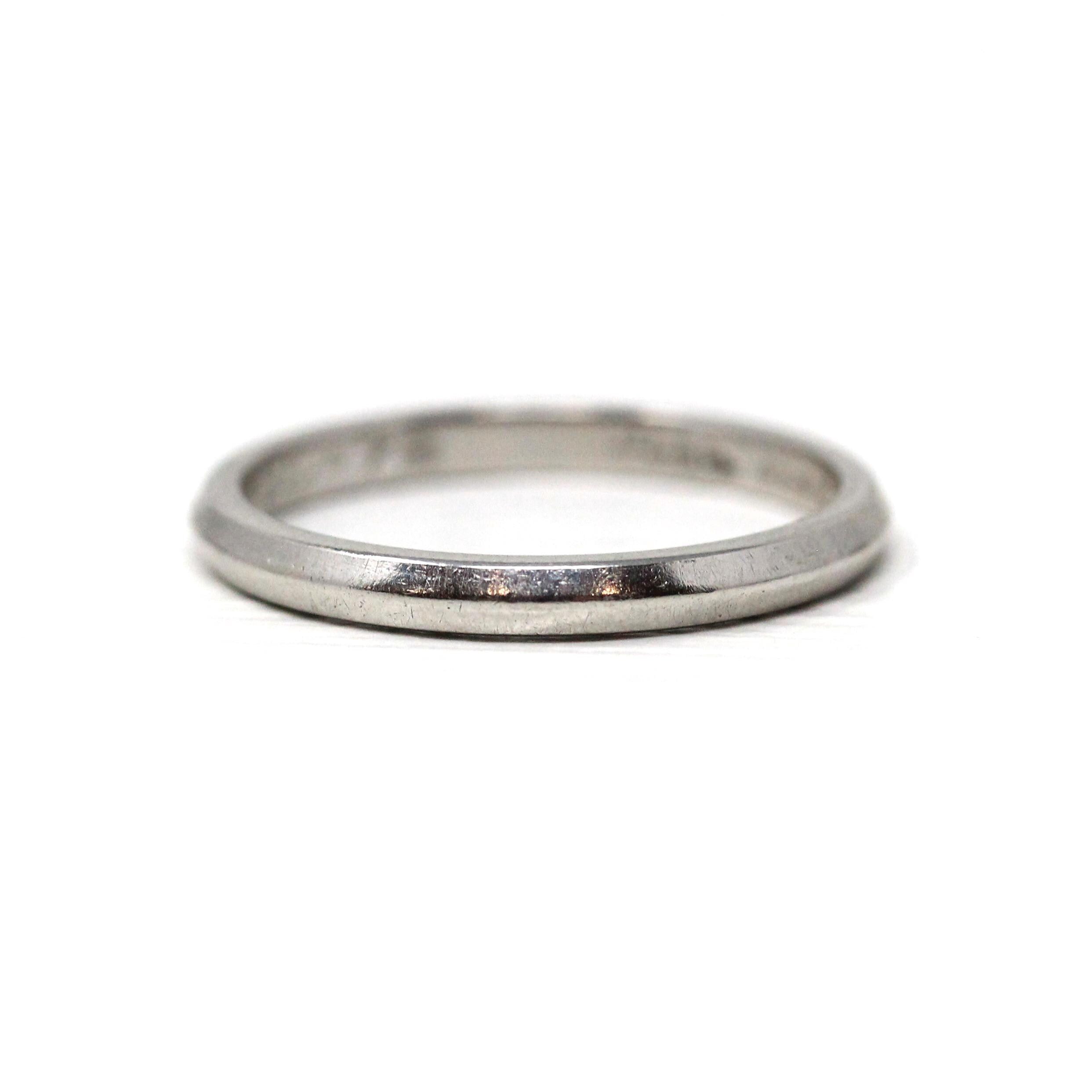 1972 Wedding Band - Retro Platinum Engraved Unadorned Ring - Vintage Dated "6-30-72" Size 5 1/2 Fine Stacking Jewelry