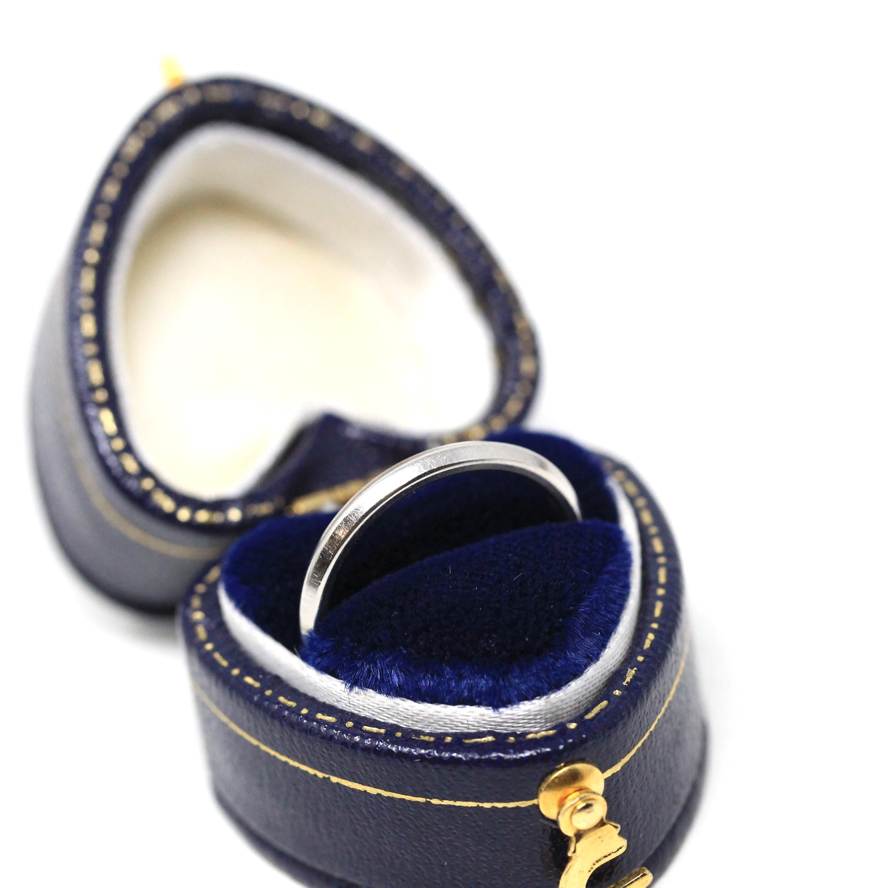 1972 Wedding Band - Retro Platinum Engraved Unadorned Ring - Vintage Dated "6-30-72" Size 5 1/2 Fine Stacking Jewelry