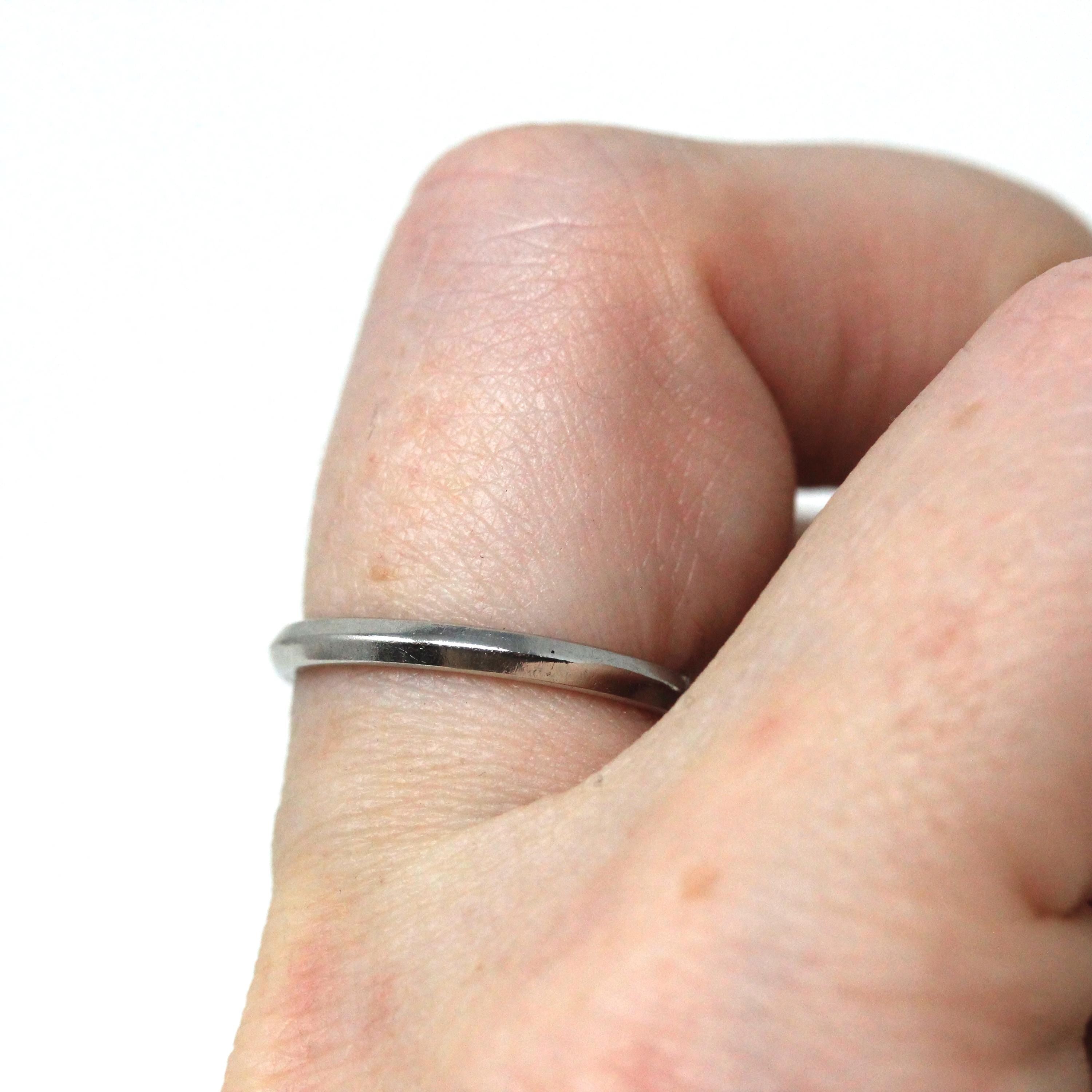 1972 Wedding Band - Retro Platinum Engraved Unadorned Ring - Vintage Dated "6-30-72" Size 5 1/2 Fine Stacking Jewelry