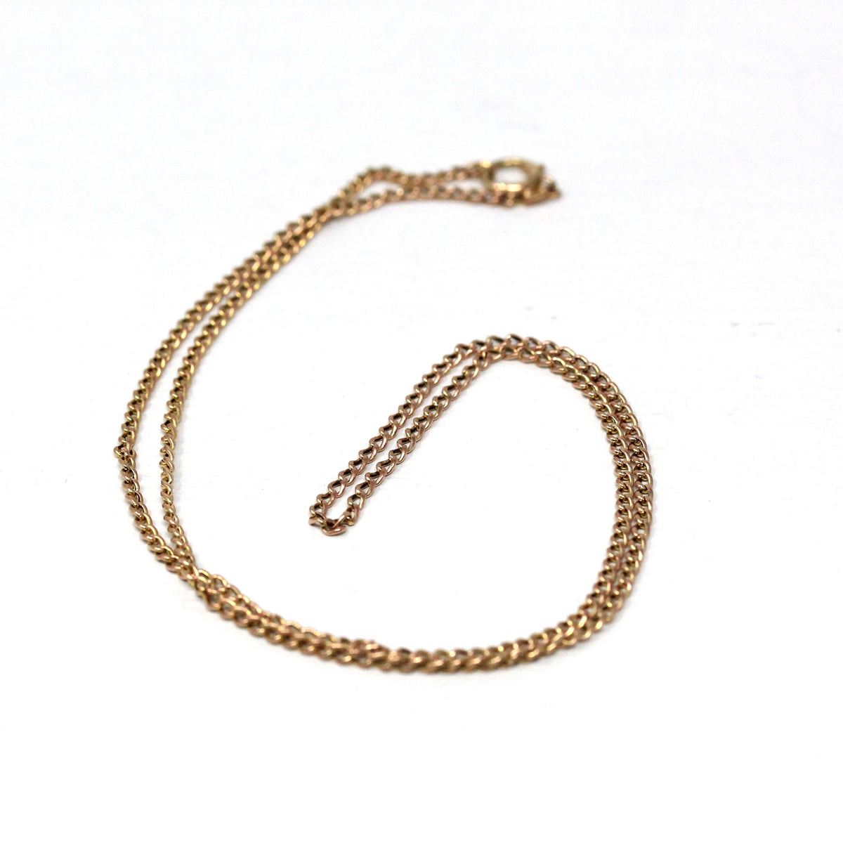 Retro Cable Chain - Vintage 9k Solid Yellow Gold 17 Inch Plain Links Stacking Necklace - Circa 1960s Era Spring Ring Clasp Fine Jewelry
