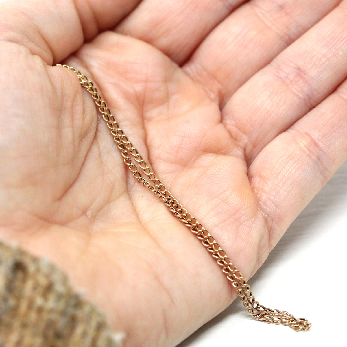 Retro Cable Chain - Vintage 9k Solid Yellow Gold 17 Inch Plain Links Stacking Necklace - Circa 1960s Era Spring Ring Clasp Fine Jewelry