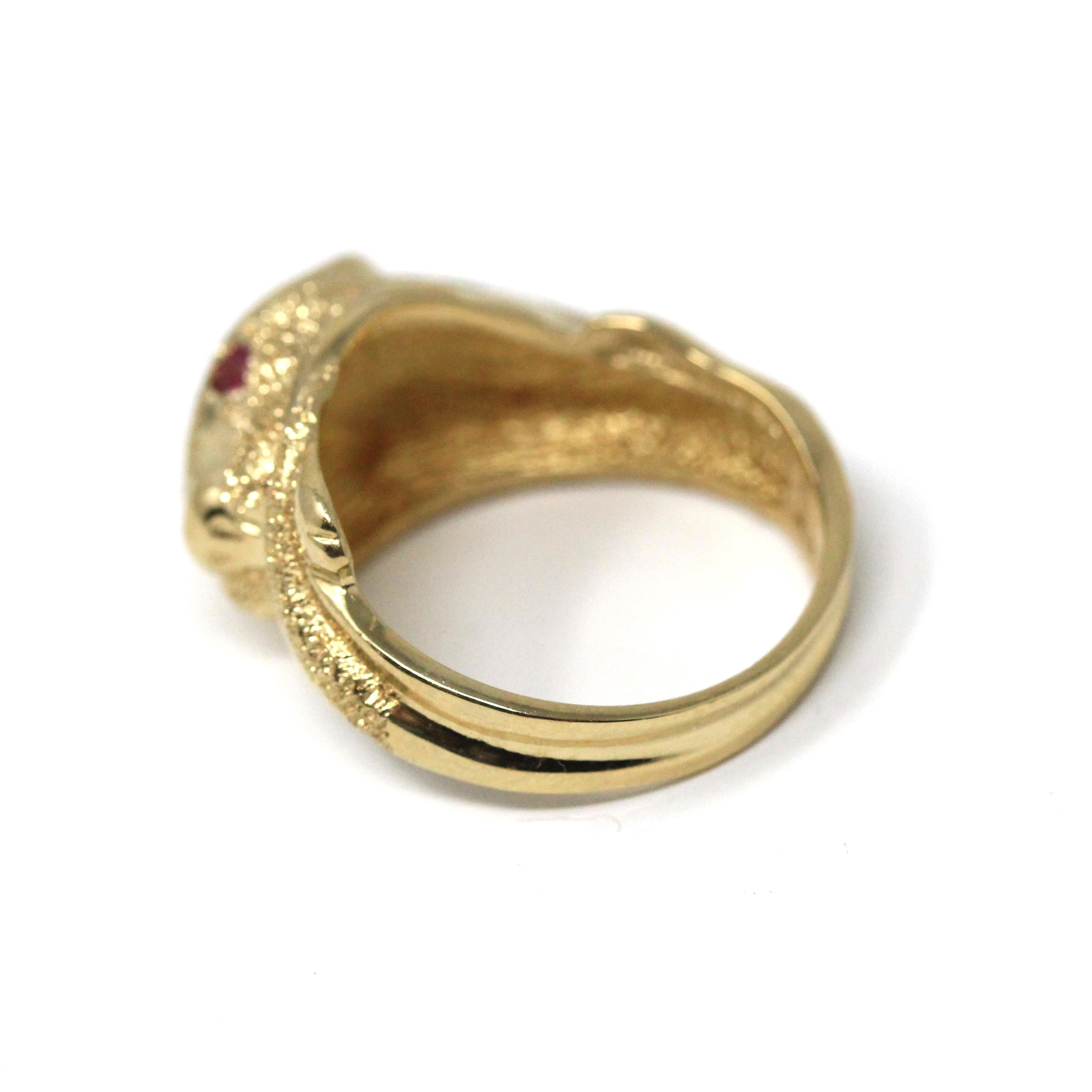 Modern Panther Ring - Estate 14k Yellow Gold Jaguar Leopard Large Cat Band - Vintage 1980s Size 6 3/4 Statement Figural Lioness Fine Jewelry