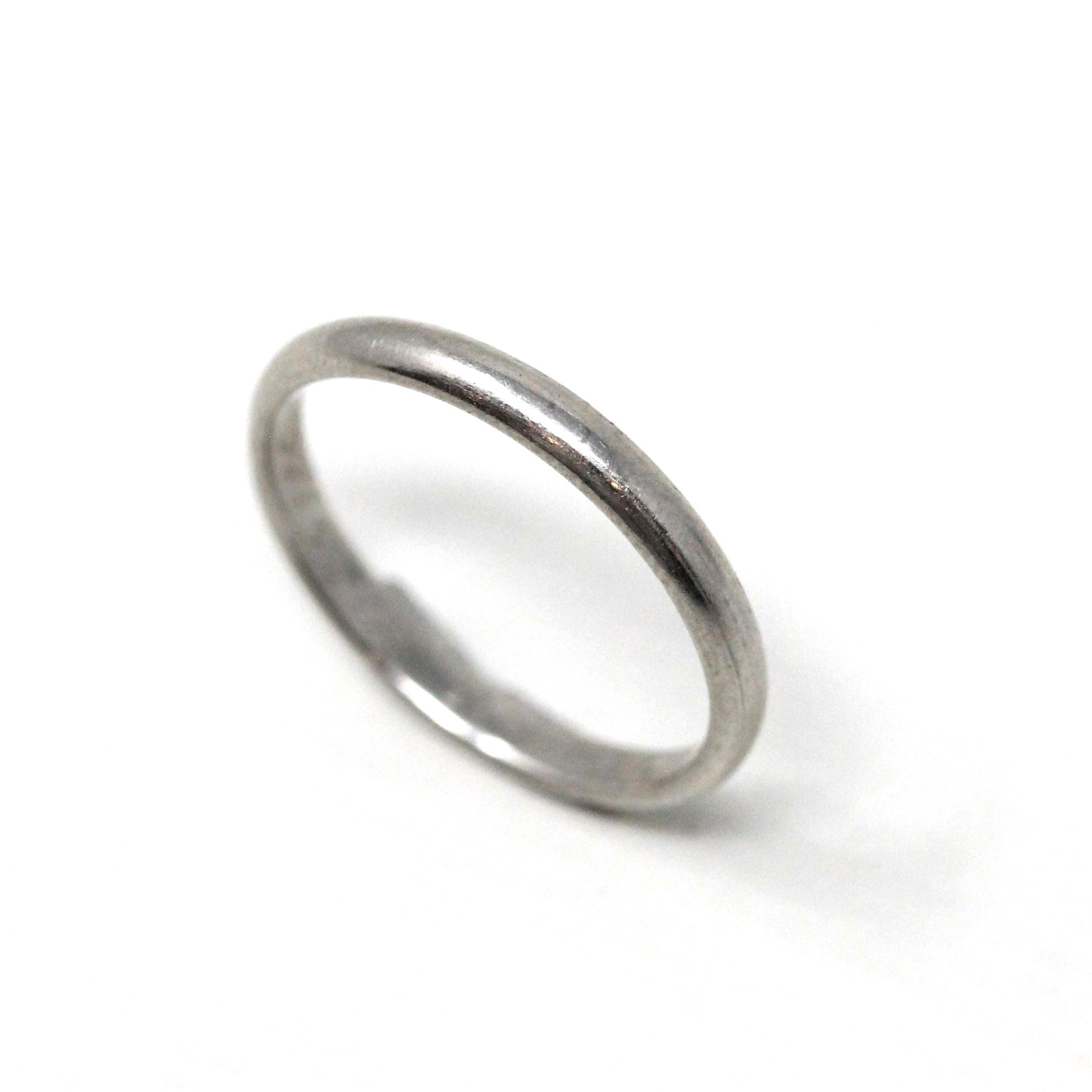Art Deco Wedding Band - Antique Platinum Unadorned Bridal Ring - Engraved RWM to EML 11-25-25 Size 5 Polished Heirloom Fine Stacking Jewelry