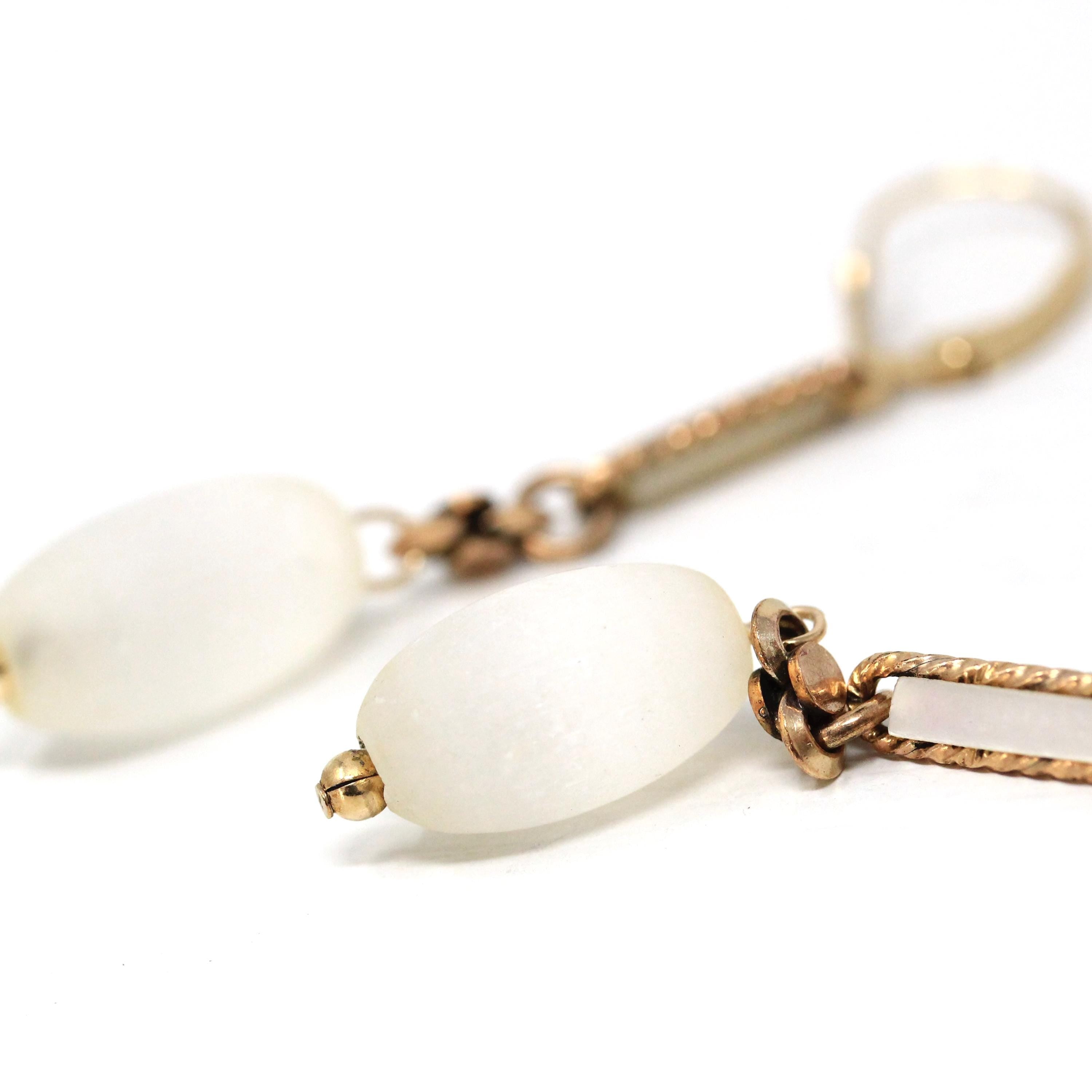 Antique Feldspar Earrings - Victorian Gold Filled Pocket Watch Conversion - Circa 1890s Era Lever Backs Statement Fashion Accessory Jewelry