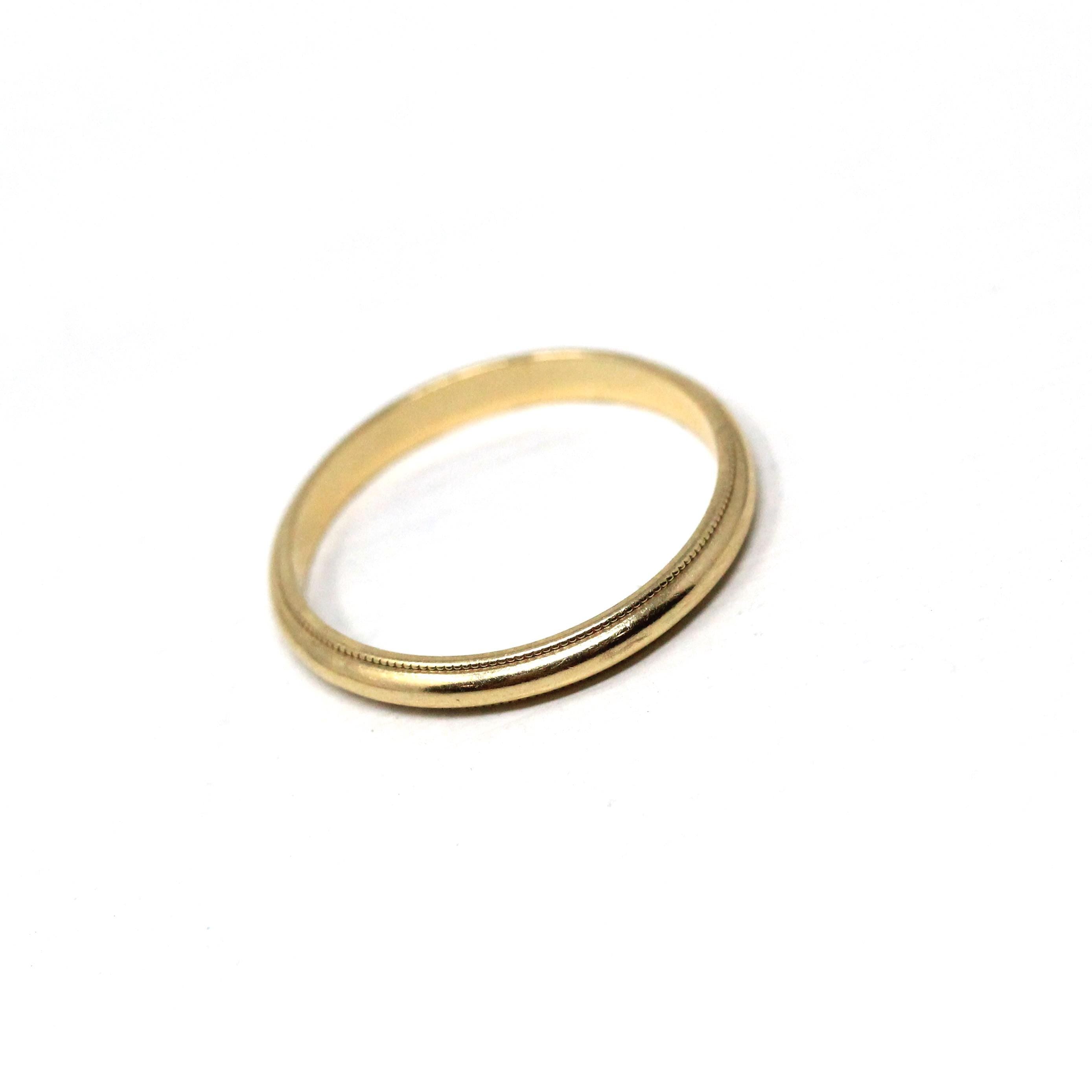 Estate Wedding Band - Modern 14k Yellow Gold Milgrain Eternity Design Ring - Circa 1980s Era Size 7.5 Stacking Bridal Fine Statement Jewelry