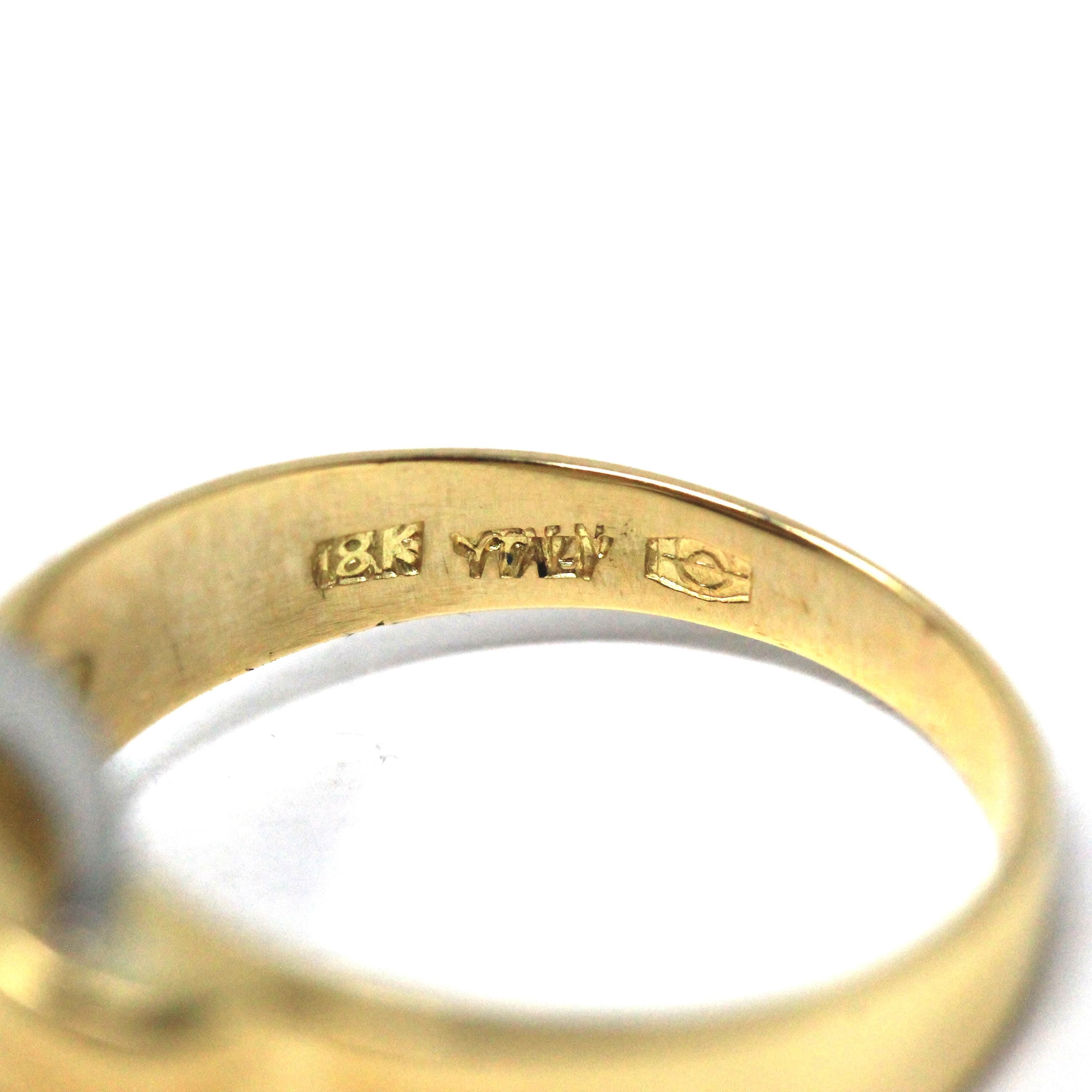 Belt Buckle Ring - Mid Century 18k Yellow & White Gold Two Tone Statement Band - Vintage Circa 1950s Era Size 7 1/2 Fine Symbolism Jewelry