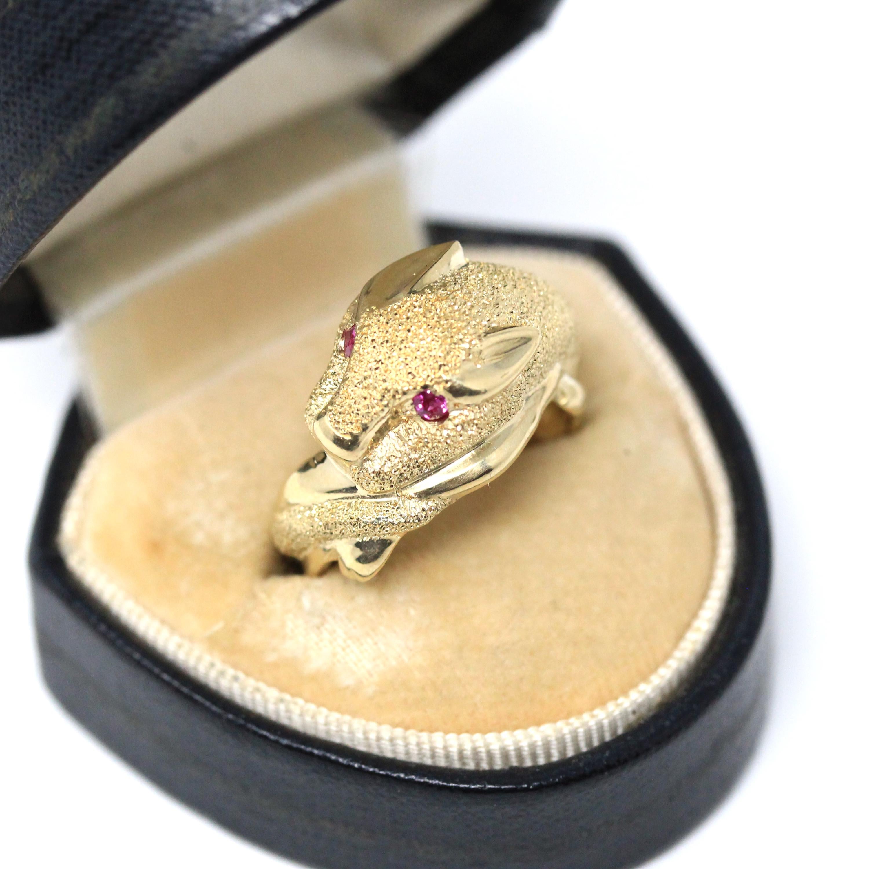 Modern Panther Ring - Estate 14k Yellow Gold Jaguar Leopard Large Cat Band - Vintage 1980s Size 6 3/4 Statement Figural Lioness Fine Jewelry