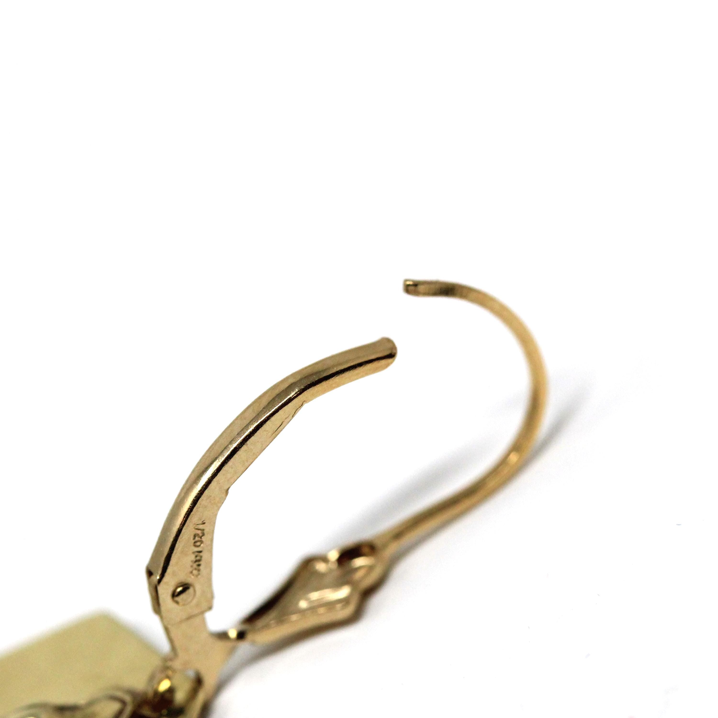 Antique Hexagon Earrings - Edwardian 14k Yellow Gold Dangle Drop Wire Leverback - Vintage 1910s Cufflink Conversion Geometric Fine Jewelry