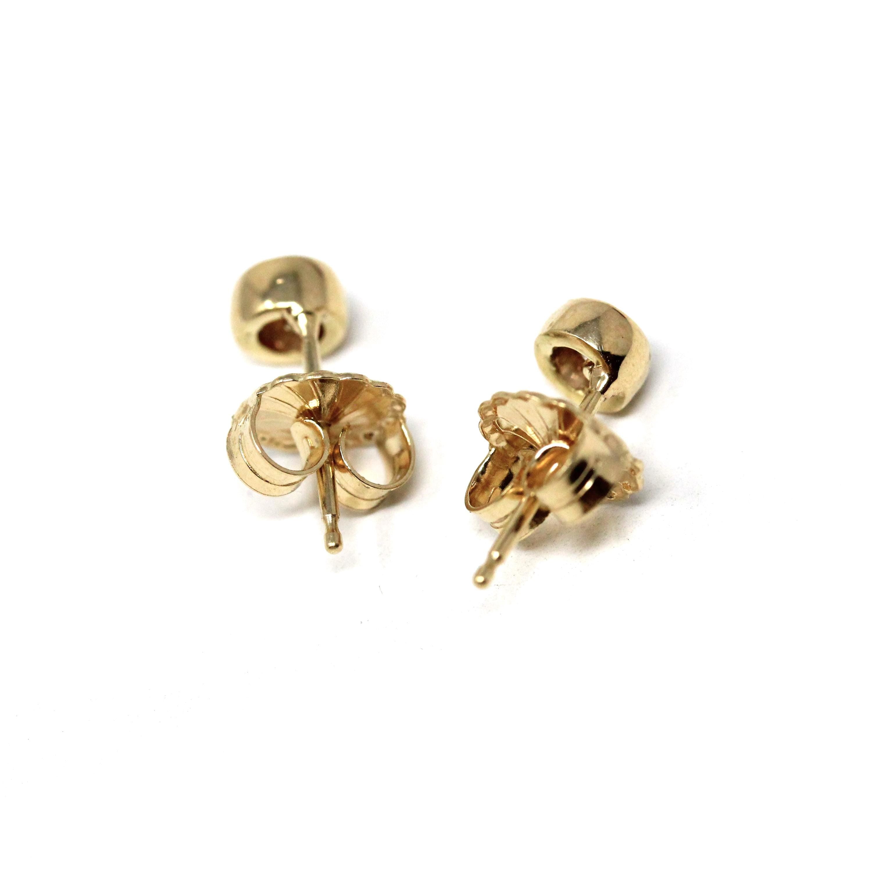 Bezel Diamond Earrings - Contemporary Custom 14k Yellow Gold .24 CTW Natural Old European Cut Gemstones - Post Stud Fine Minimalist Jewelry