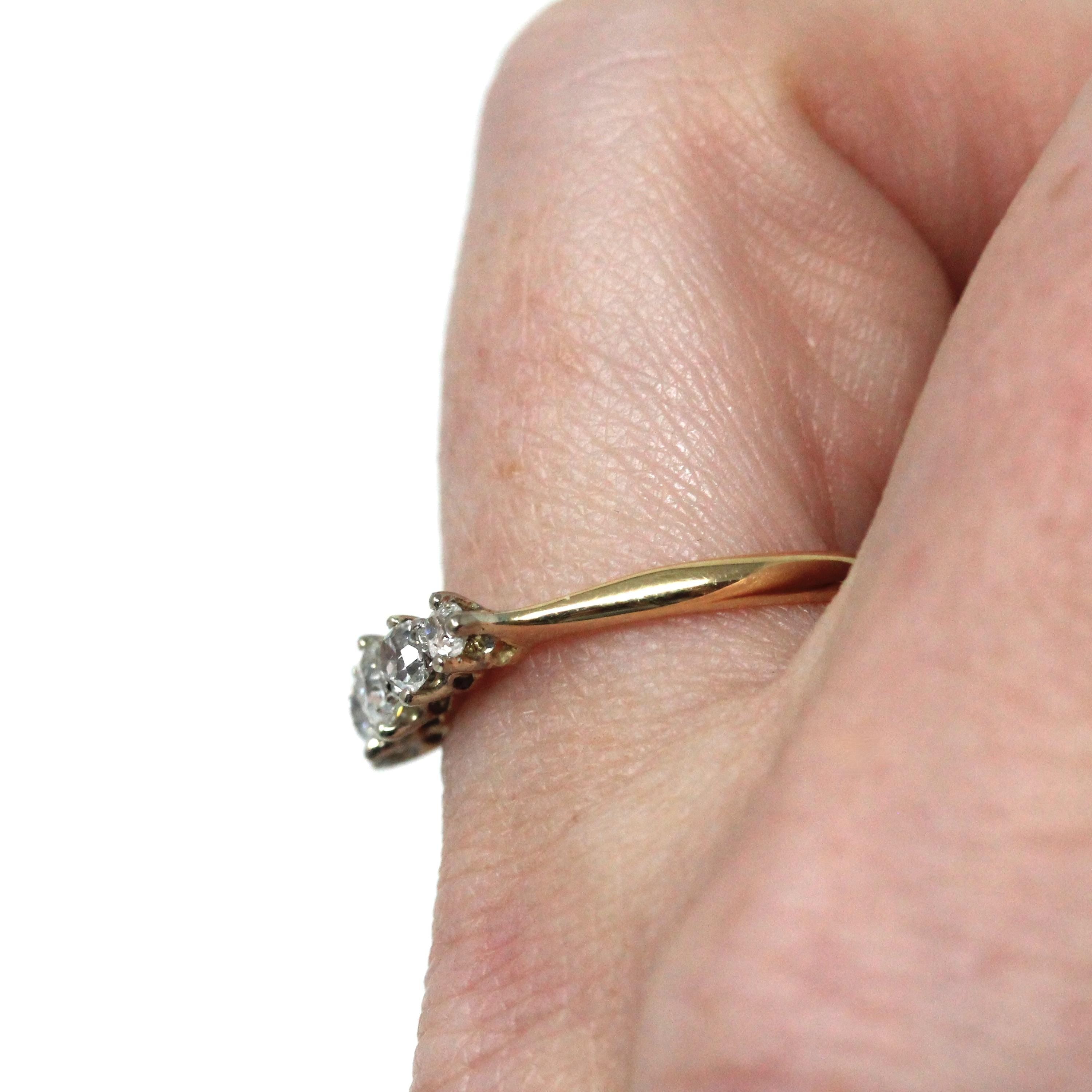 Edwardian Diamond Band - Antique 18k Yellow Gold Natural Graduated Gemstones Wedding Ring - Circa 1910s Era Handmade Fine Stacking Jewelry