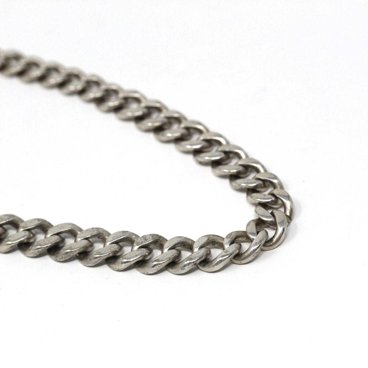 Pocket Watch Chain - Antique Sterling Silver Revere Silversmiths Dog Clip Spring Ring Curb Links - Vintage Art Deco Era Fine Unisex Jewelry