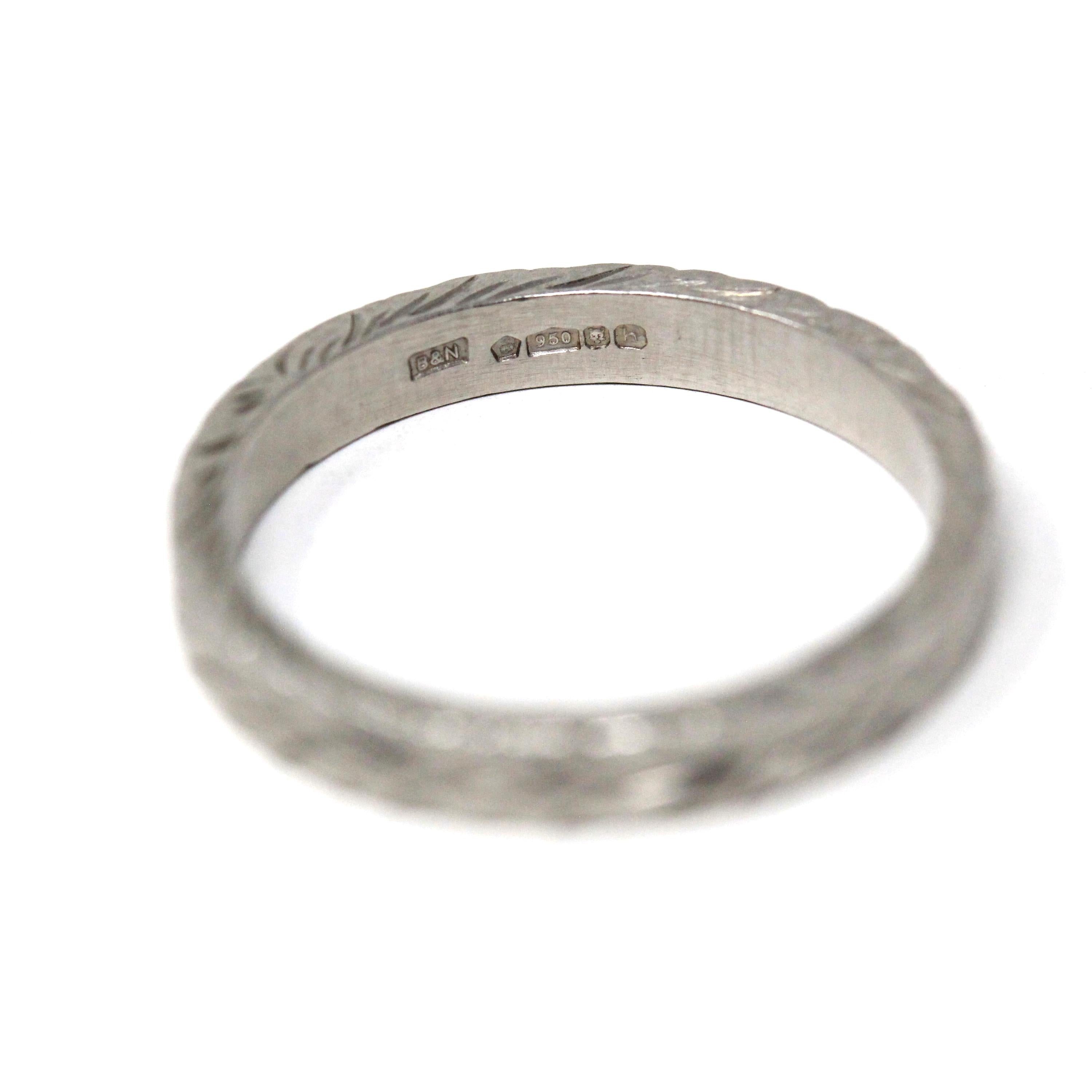 Wheat Eternity Band - Vintage Art Deco Style Platinum Eternity Pattern Wedding Ring - Modern Estate Size 5 Fine Engraved Stacking Jewelry