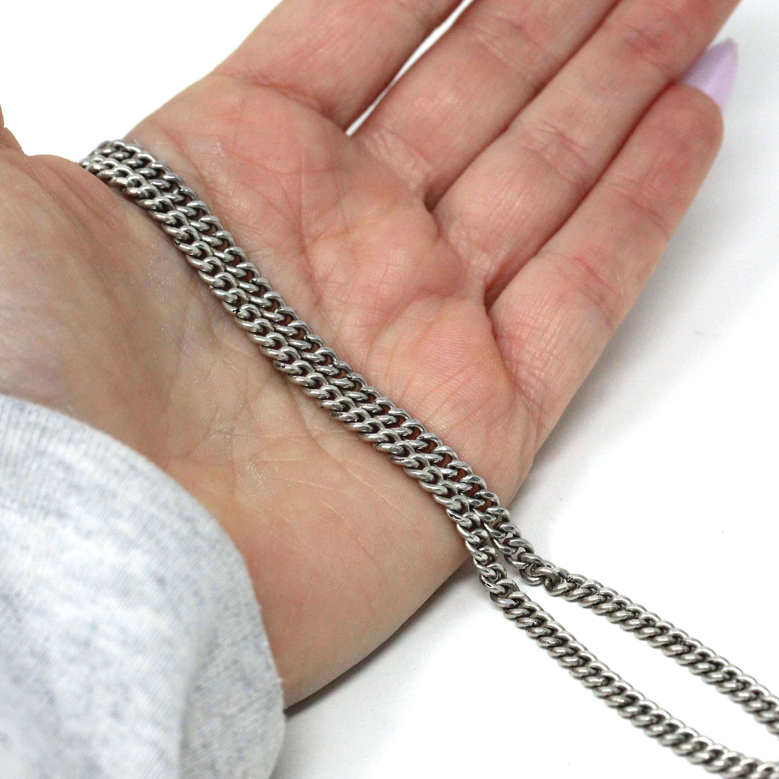 Vintage Curb Link Chain - Estate Sterling Silver Plain Thick Bold Necklace - Men's Women's Unisex Fashion Accessory Statement Fine Jewelry