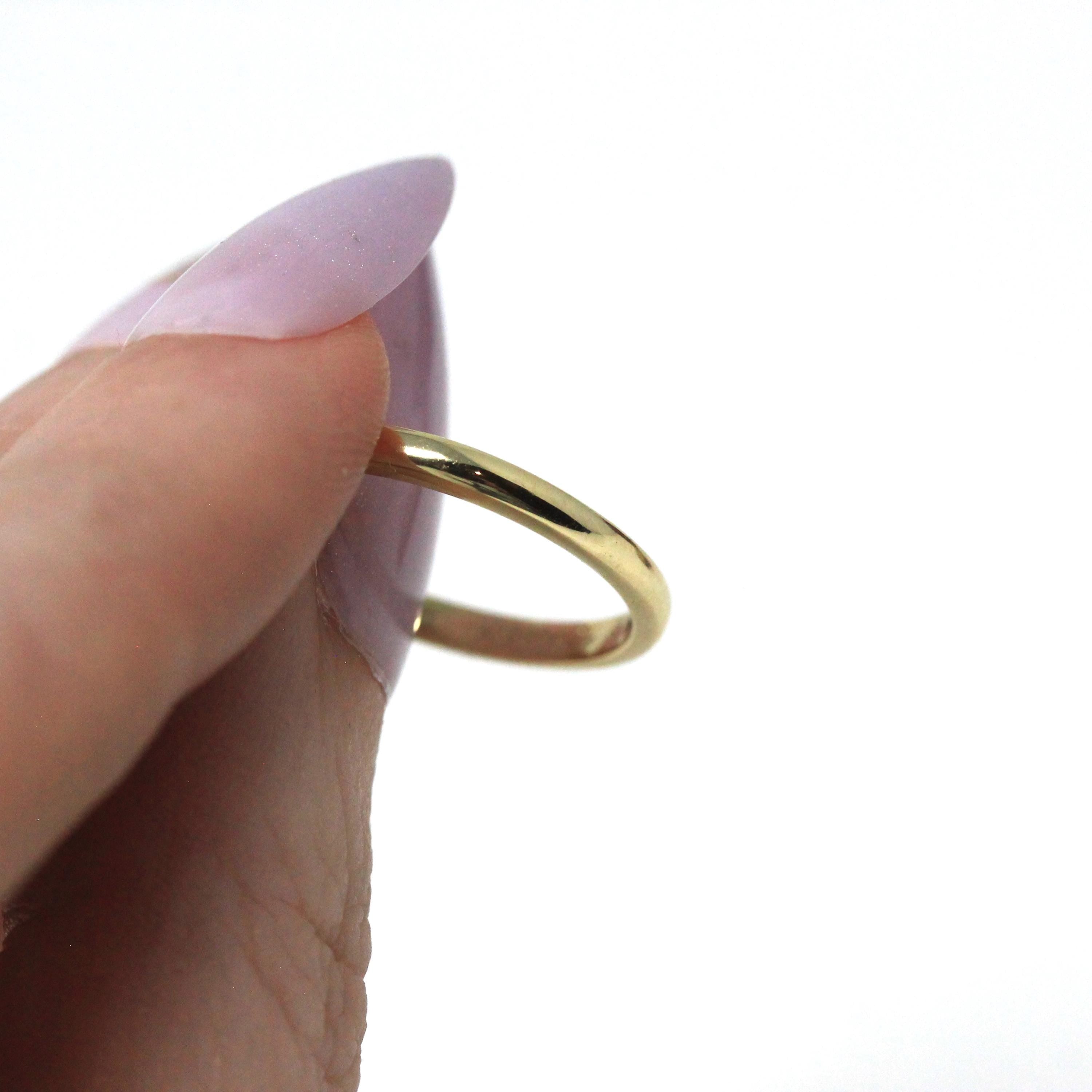Vintage Wedding Band - Mid Century 14k Yellow Gold Plain Unadorned Polished Ring - Dated "29.9.45" Size 7 1/2 Stacking Dainty Fine Jewelry