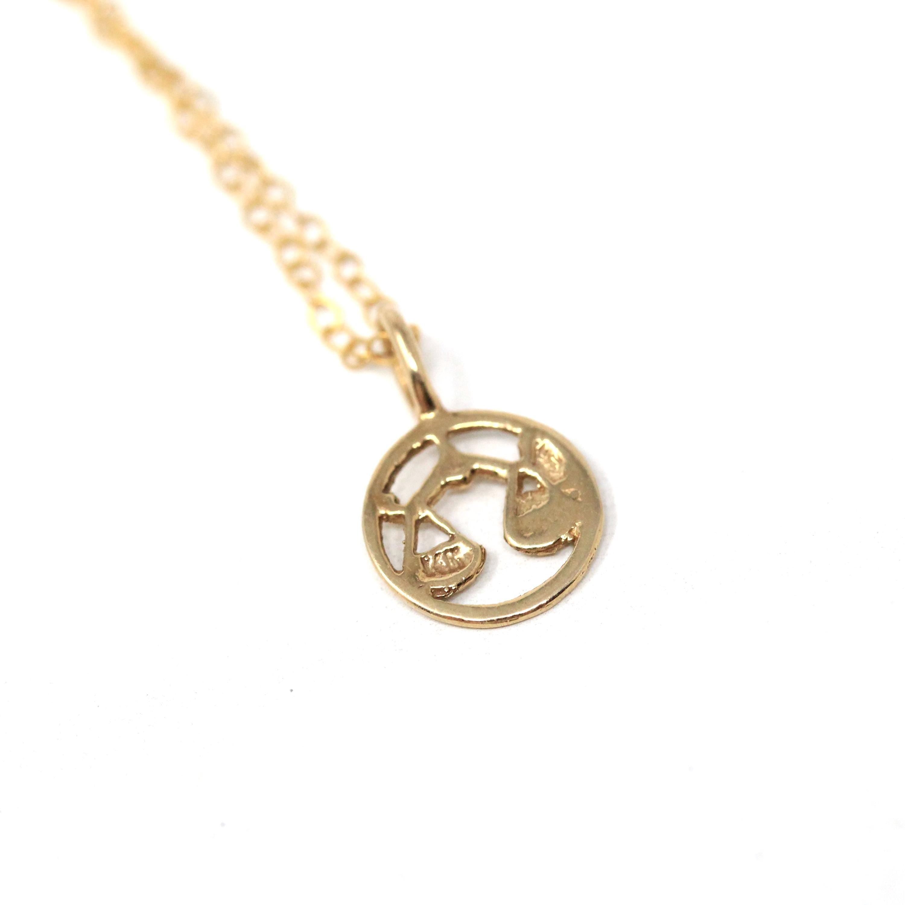 Estate Libra Charm - Modern 14k Yellow Gold Scales Astrological Sign Necklace Pendant - Circa 1990s Zodiac Celestial Air Element 90s Jewelry