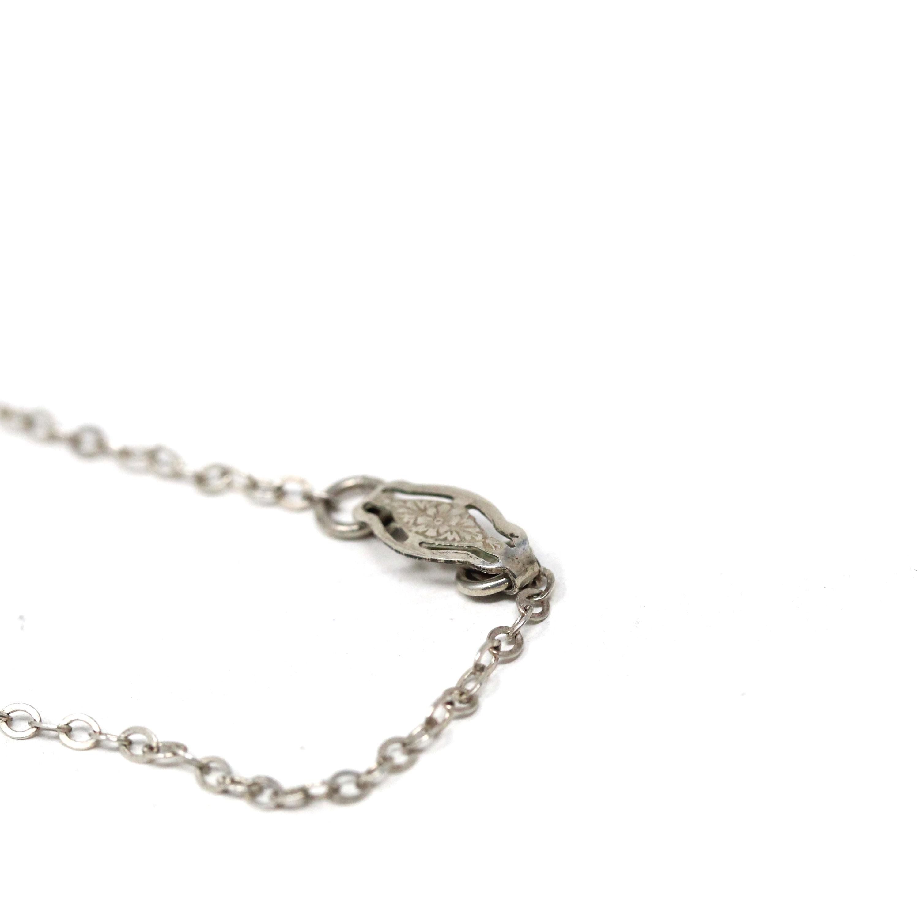 Morpho Butterfly Pendant - Mid Century Sterling Silver Blue Wing Heart Necklace - Vintage Circa 1940s Era Palm Tree Beach Sunset Jewelry