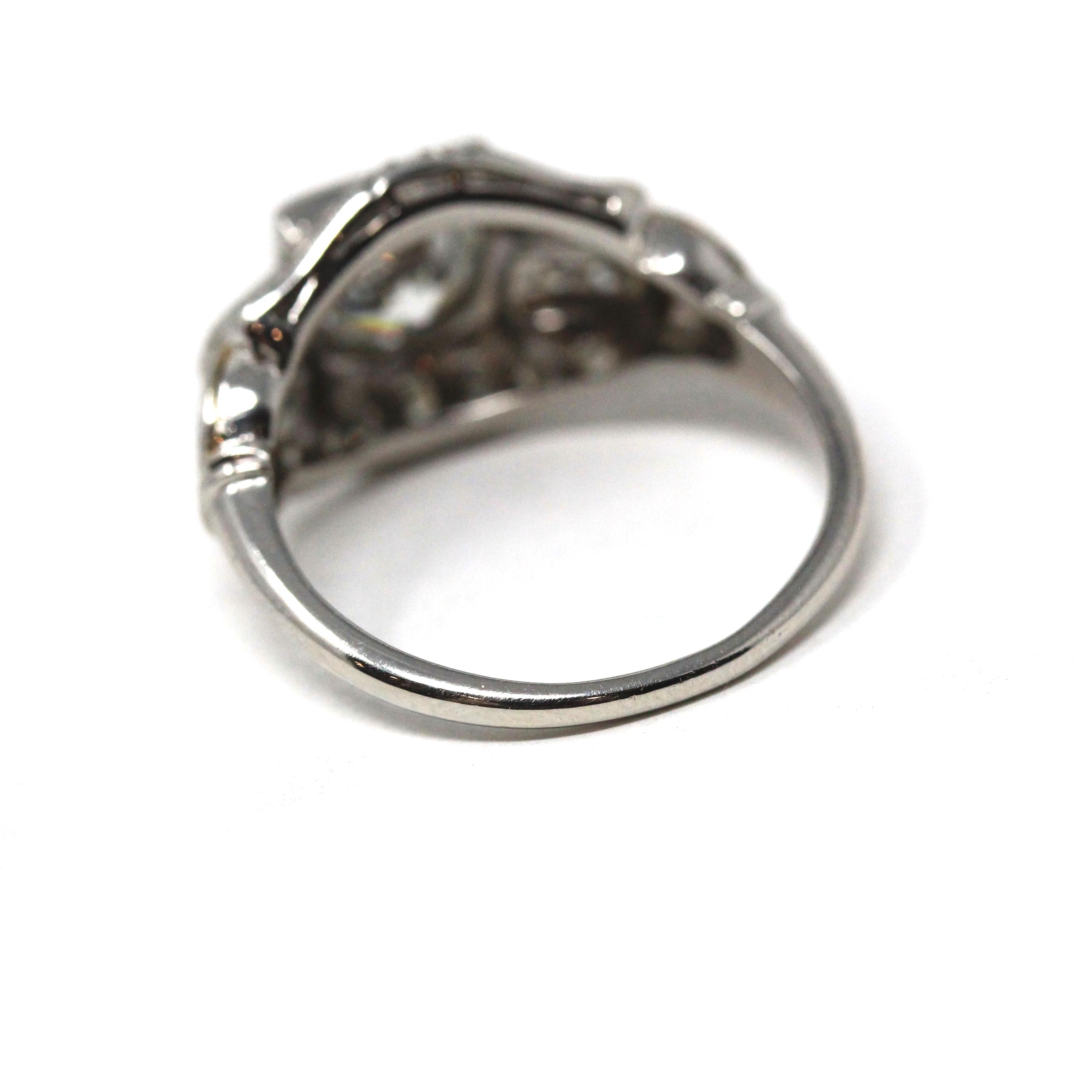 Art Deco Diamond Ring - Vintage Platinum 1.40 CTW Natural Gemstones - Circa 1930s Era Die Struck Geometric Size 7 Fine 30s Report Jewelry